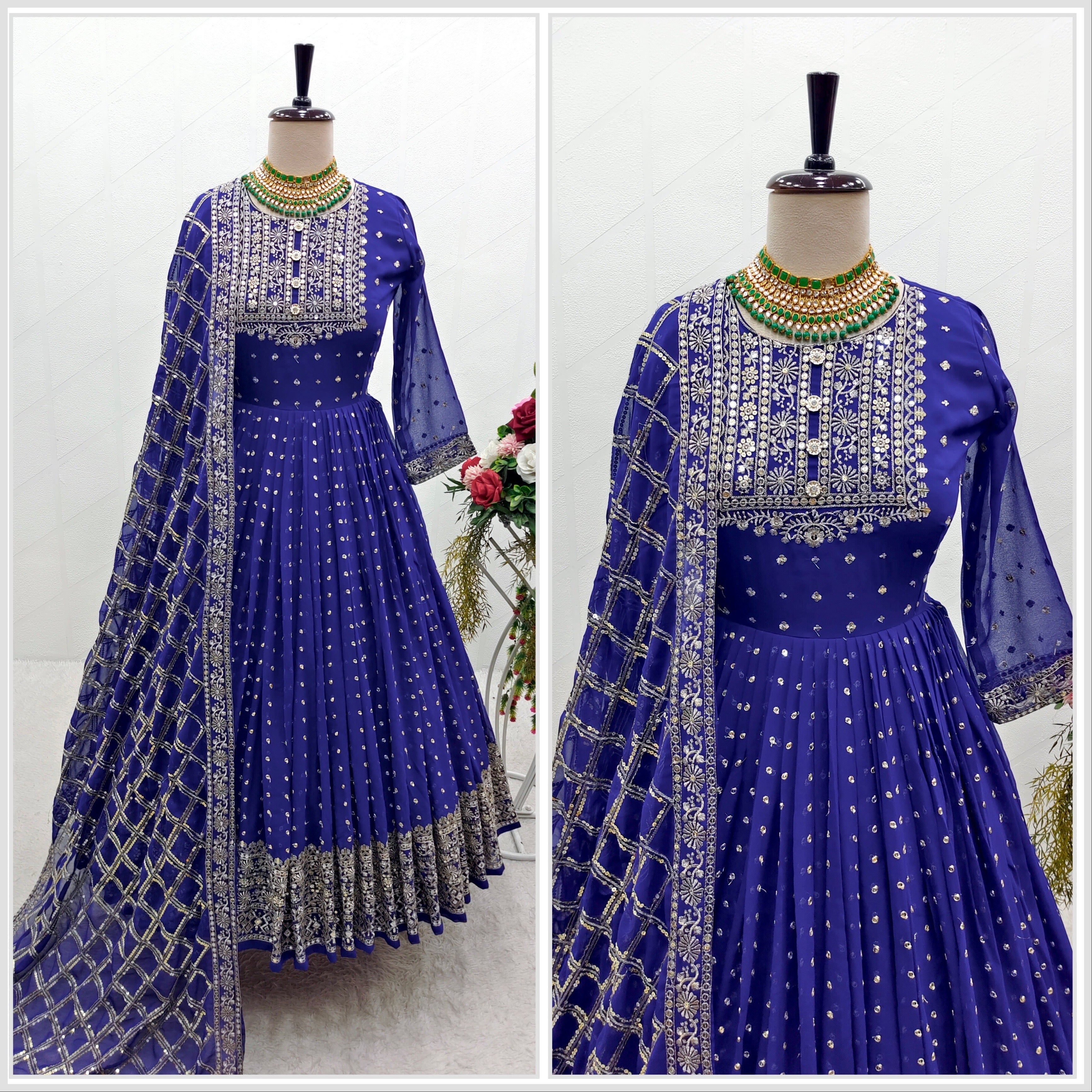 Designer Party Wear Look Gown With Pent And Dupatta Set