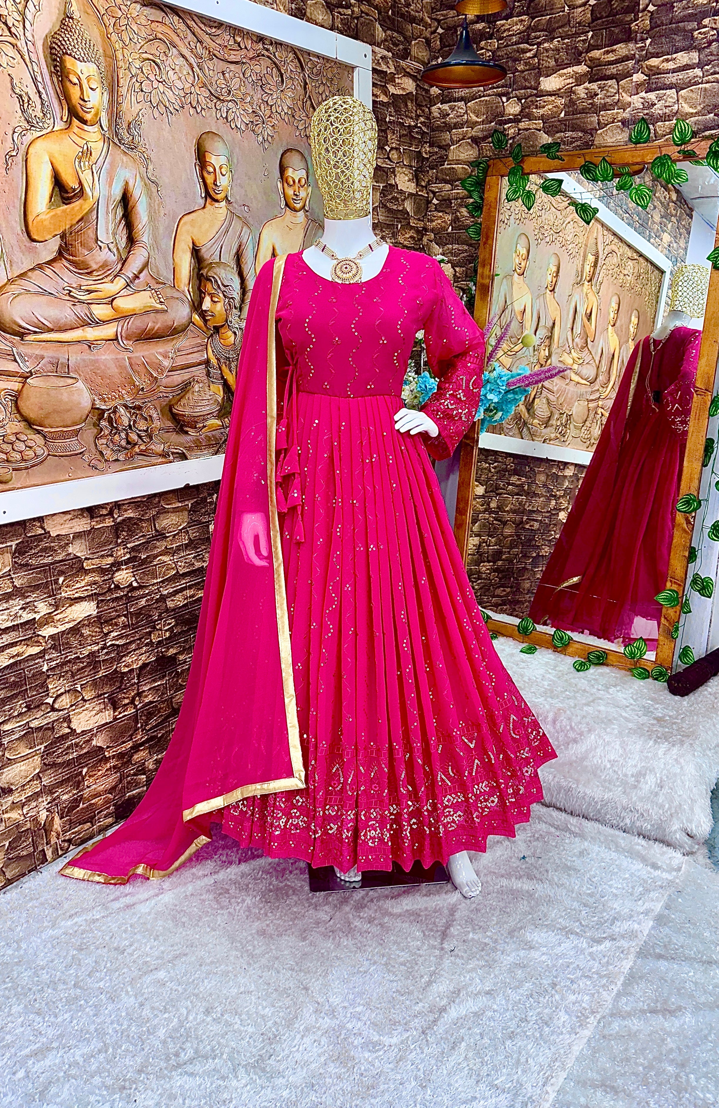 Beautiful Party Wear Anarkali Gown With Pent And Dupatta
