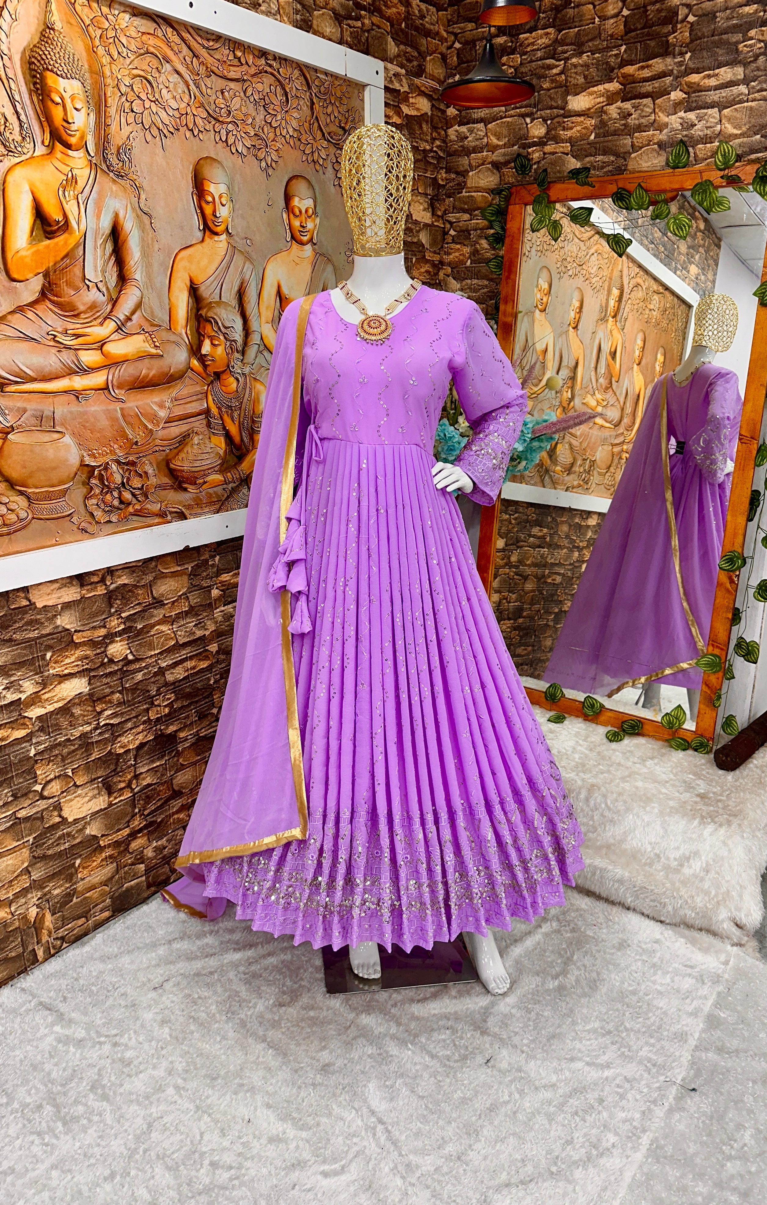 Beautiful Party Wear Anarkali Gown With Pent And Dupatta