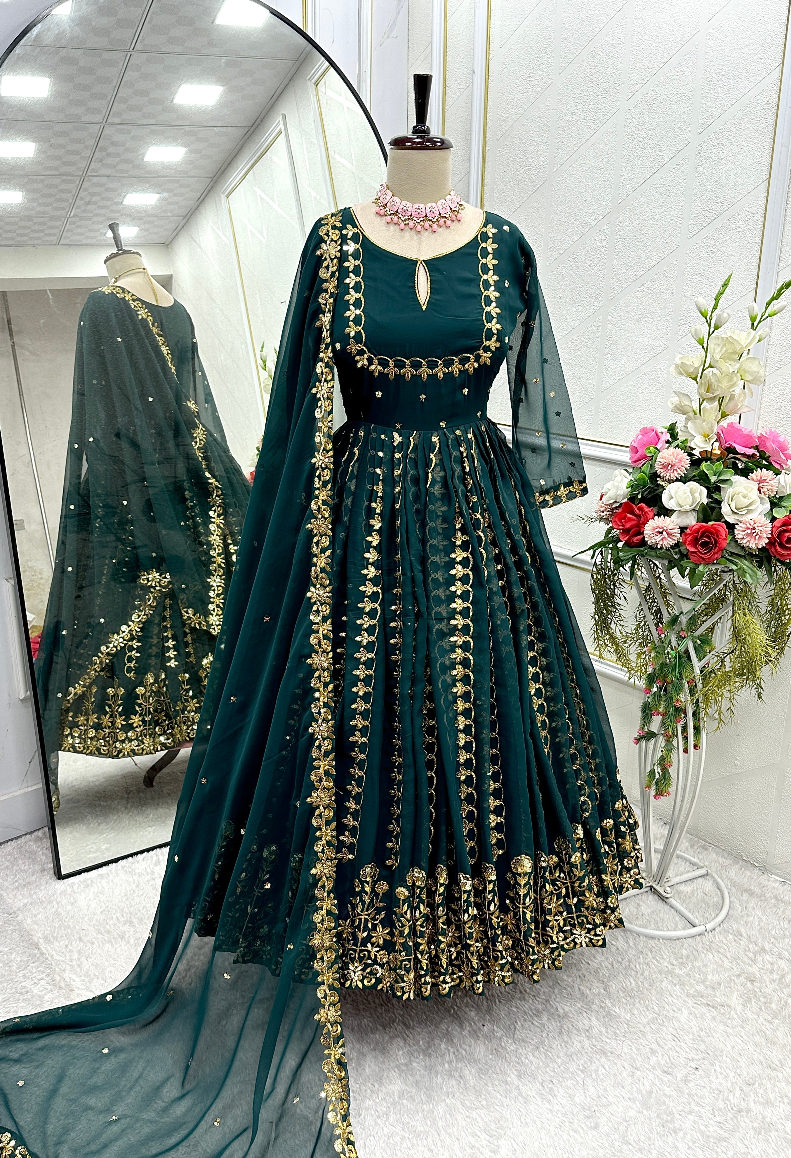 Party Wear Designer Gown Pent And Dupatta