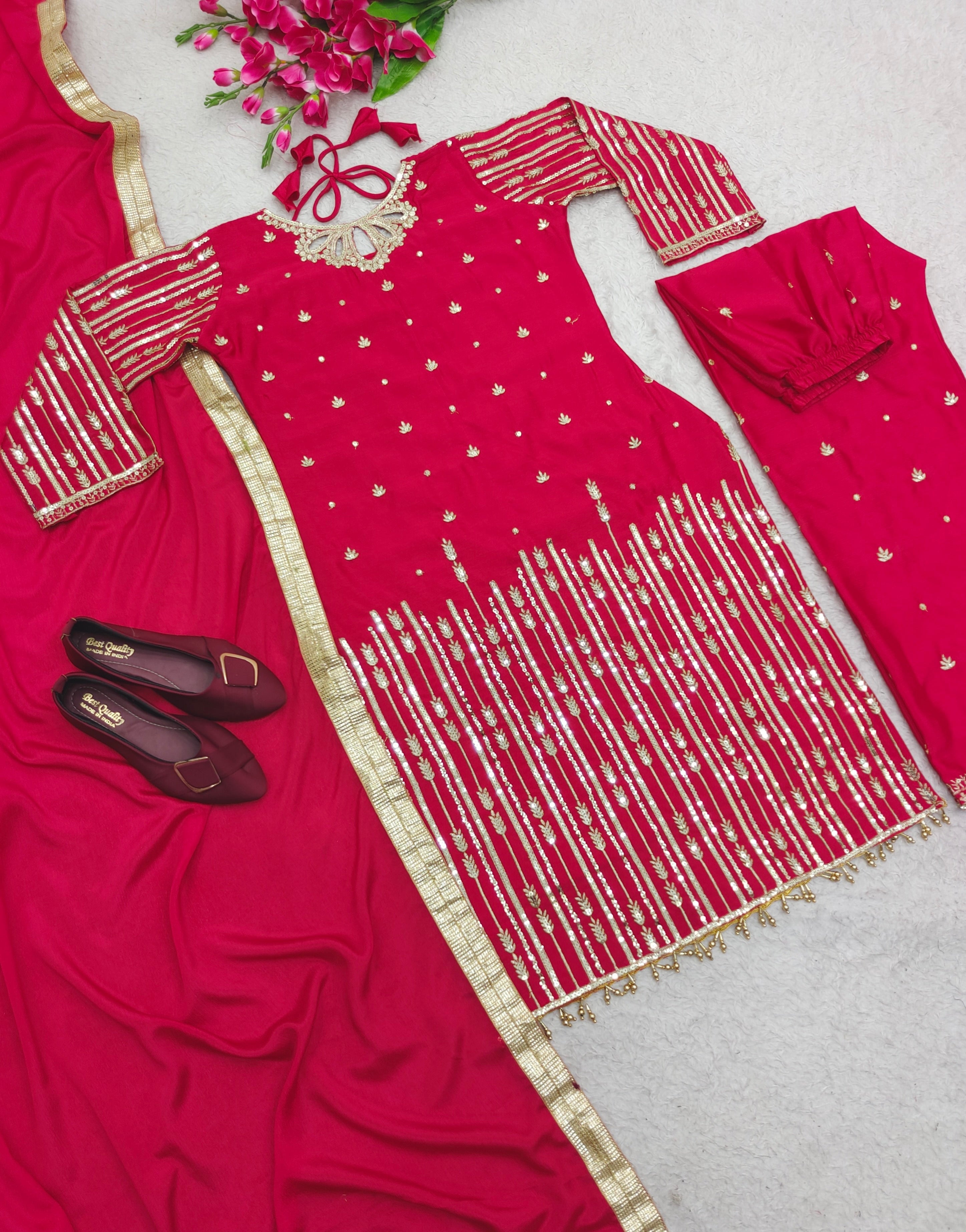 Designer Party Wear Top-Pent With Dupatta