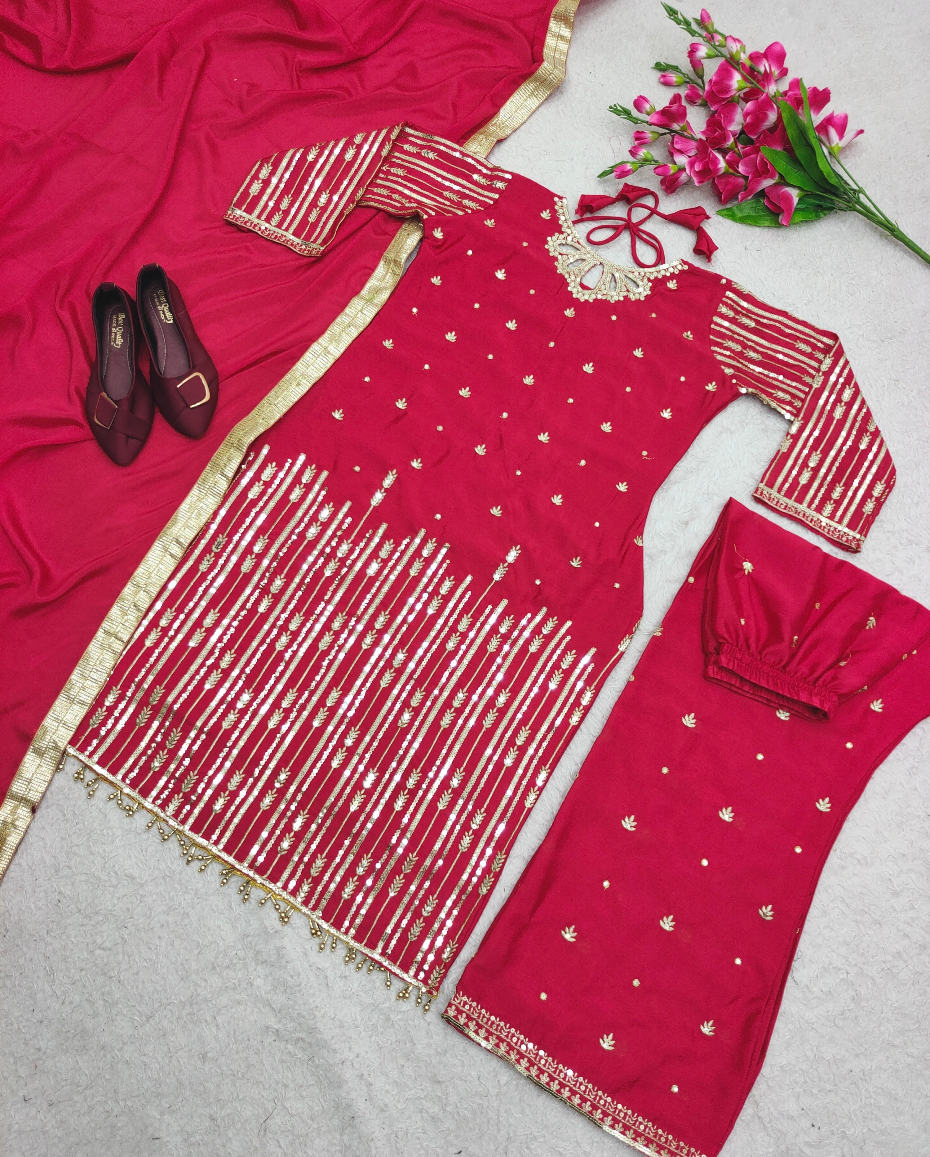 Designer Party Wear Top-Pent With Dupatta