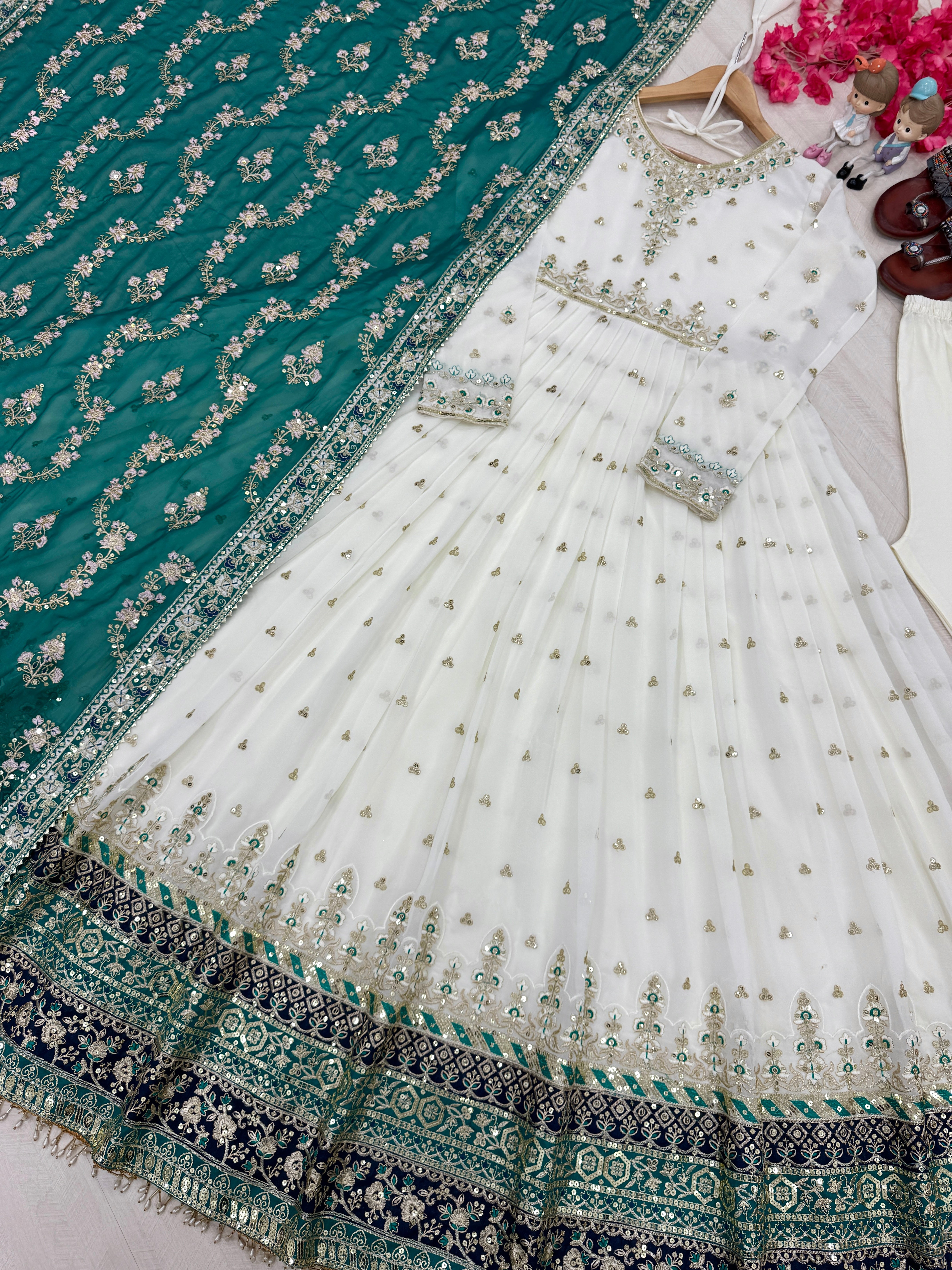 Party Wear Look Heavy Faux Georgette Gown, Dupatta & Bottom Set