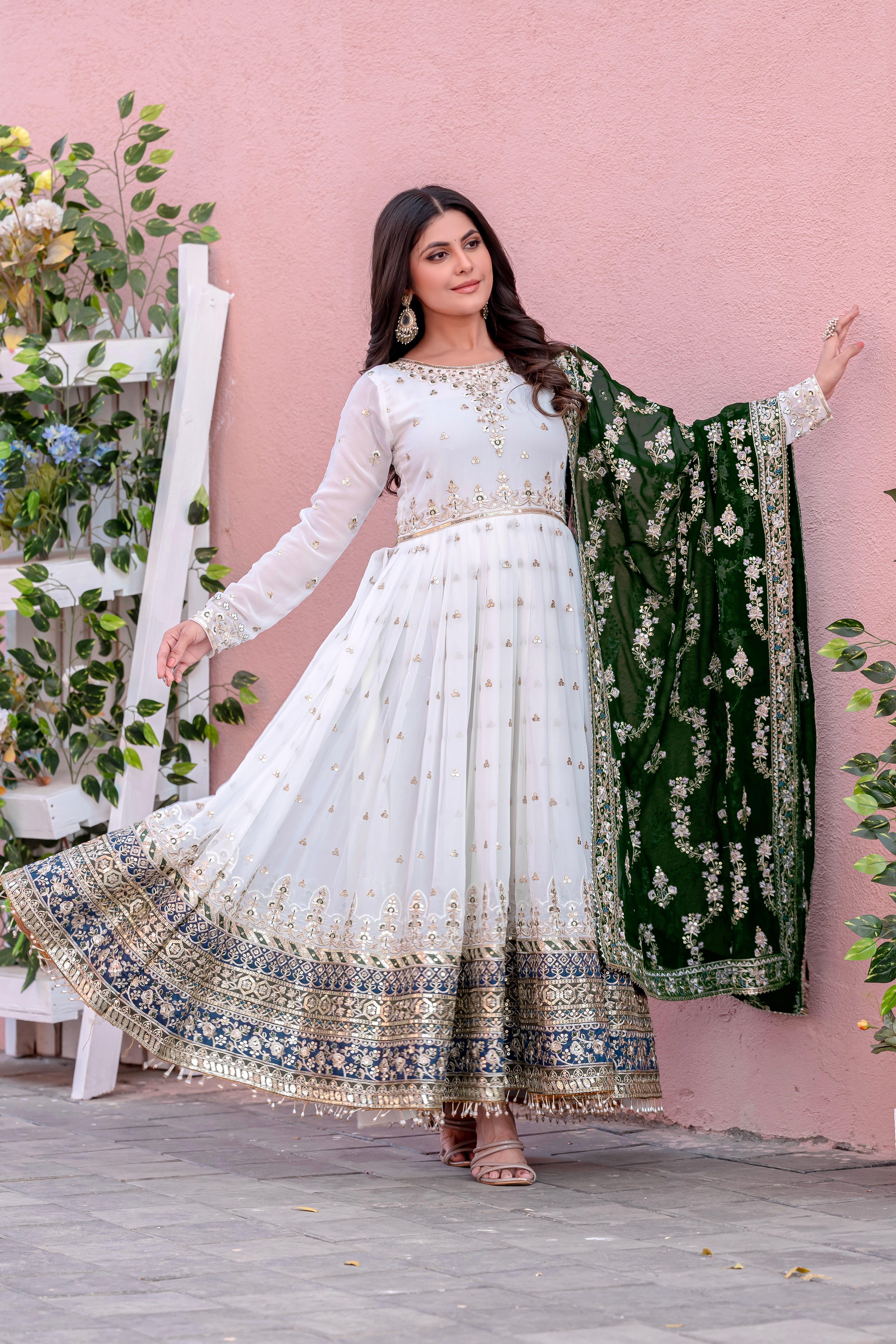Party Wear Look Heavy Faux Georgette Gown, Dupatta & Bottom Set