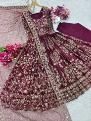 Party Wear Designer Gown -Pent And Beautiful Dupatta
