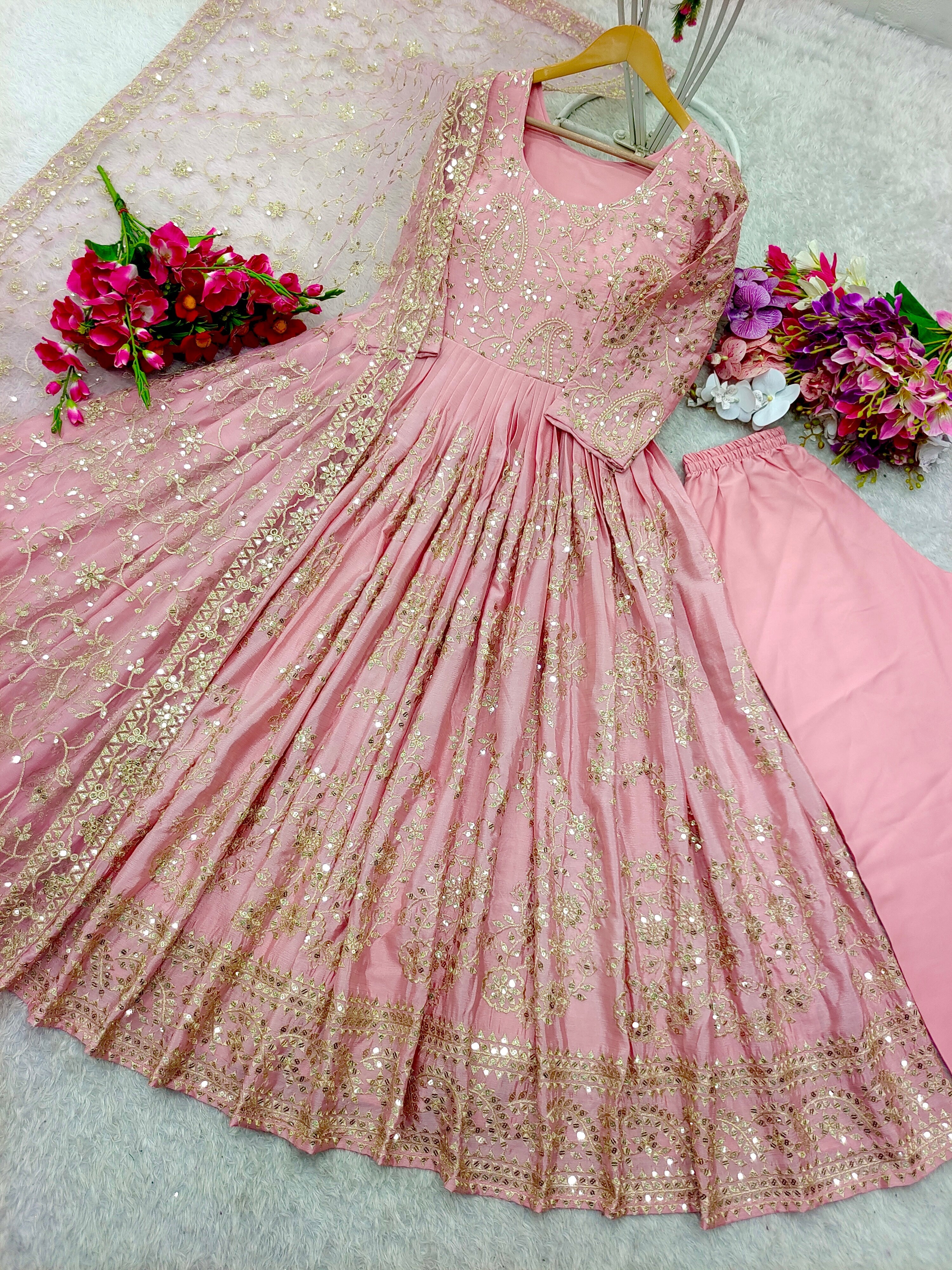Party Wear Designer Gown -Pent And Beautiful Dupatta