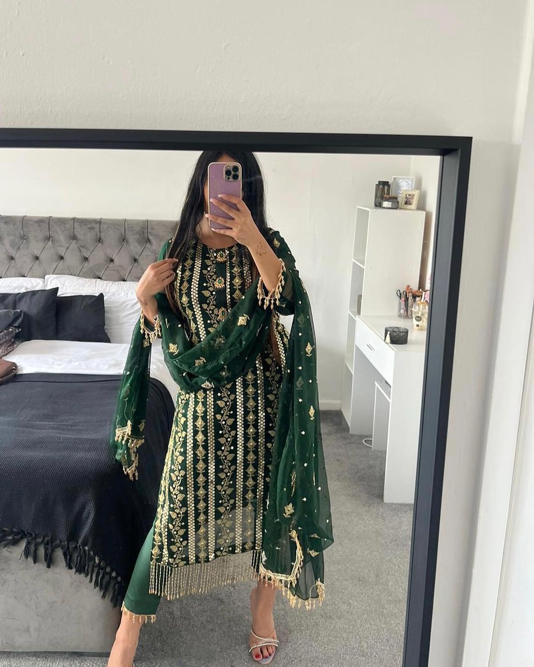 Designer Long Top , Pant and Dupatta In Fancy Style