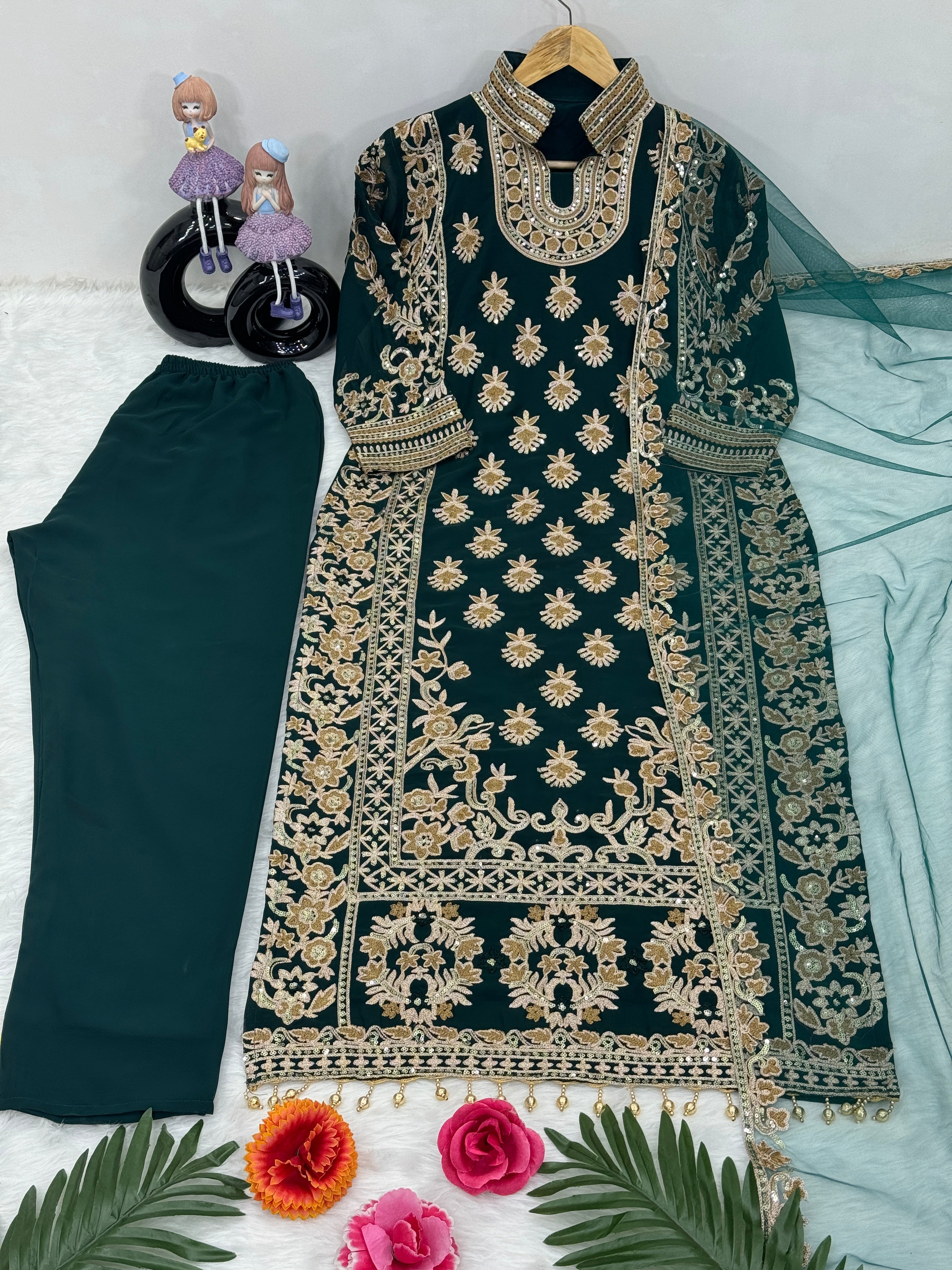 Beautiful Party Wear Top Pent And Dupatta