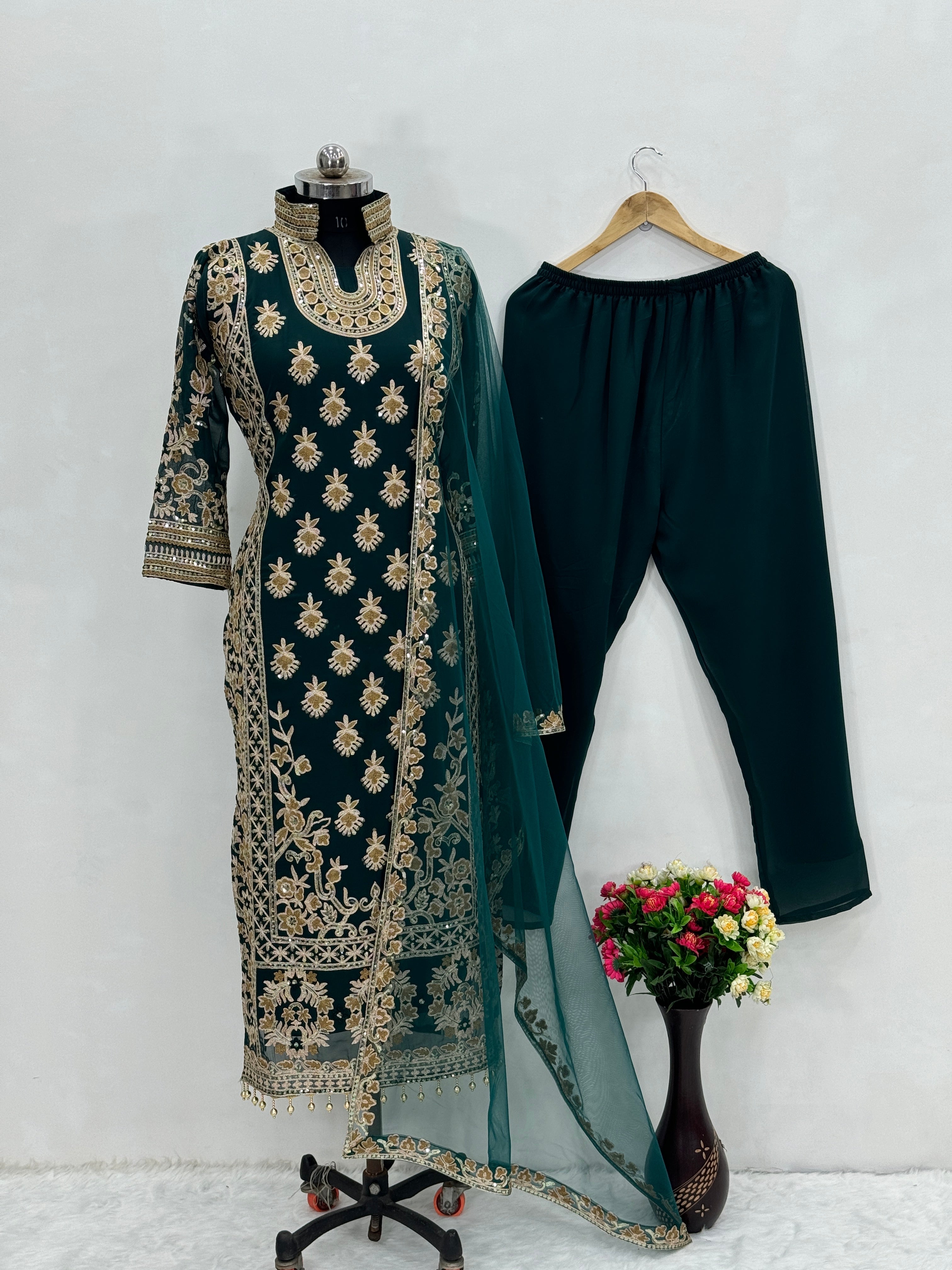 Beautiful Party Wear Top Pent And Dupatta
