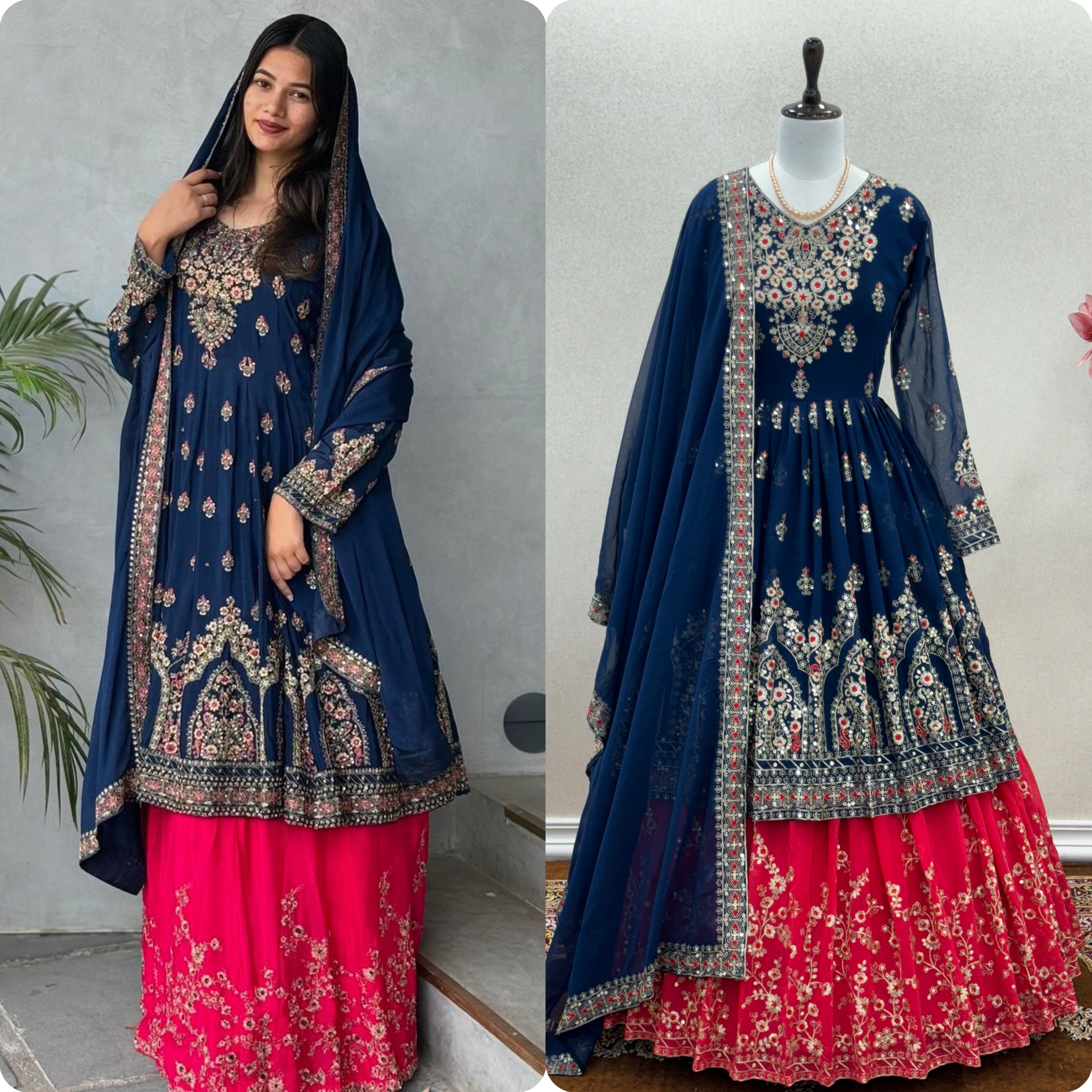 Beautiful Party Wear Look Heavy Faux Georgette Top Lehenga & Dupatta Set