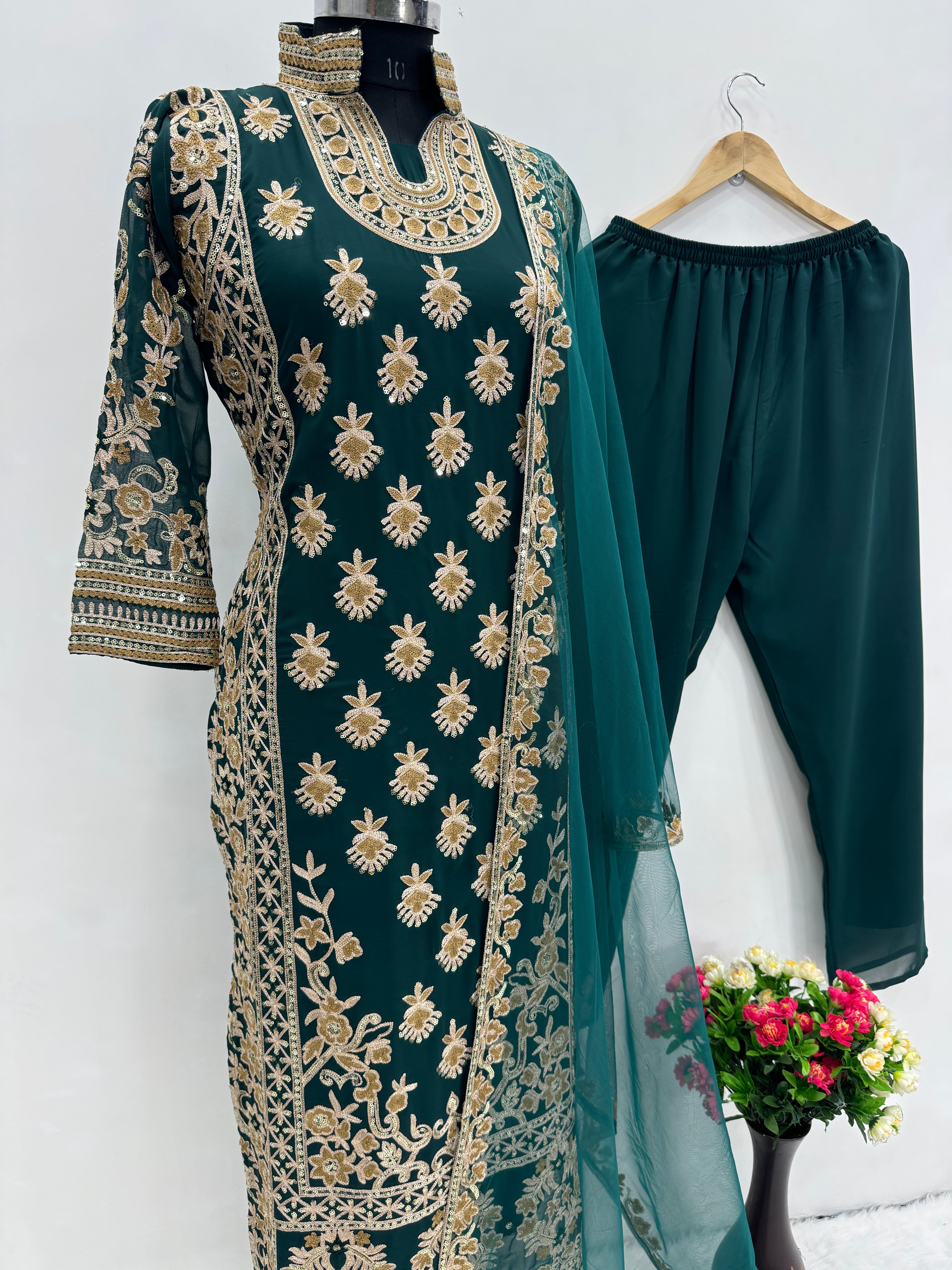 Beautiful Party Wear Top Pent And Dupatta