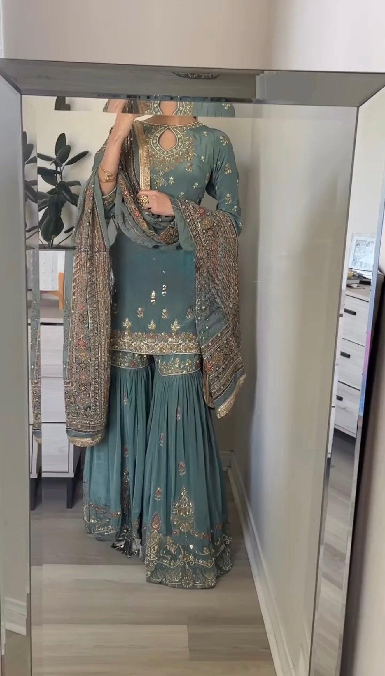 Party Wear Look Top-Plazzo and Dupatta With Heavy Embroidery Work