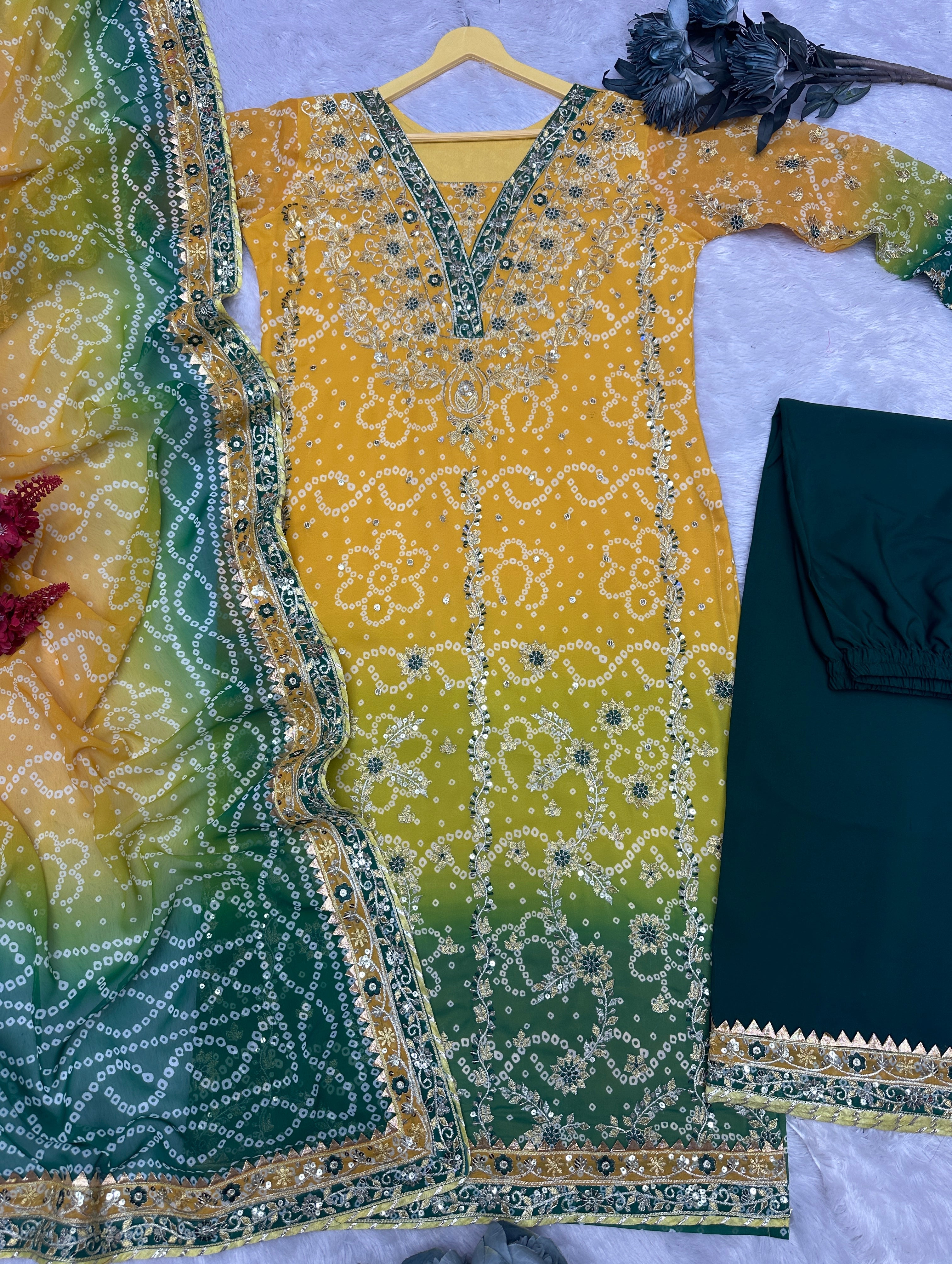 Beautiful Top - Plazzo & Dupatta With Fancy Digital Print And Embroidery Work