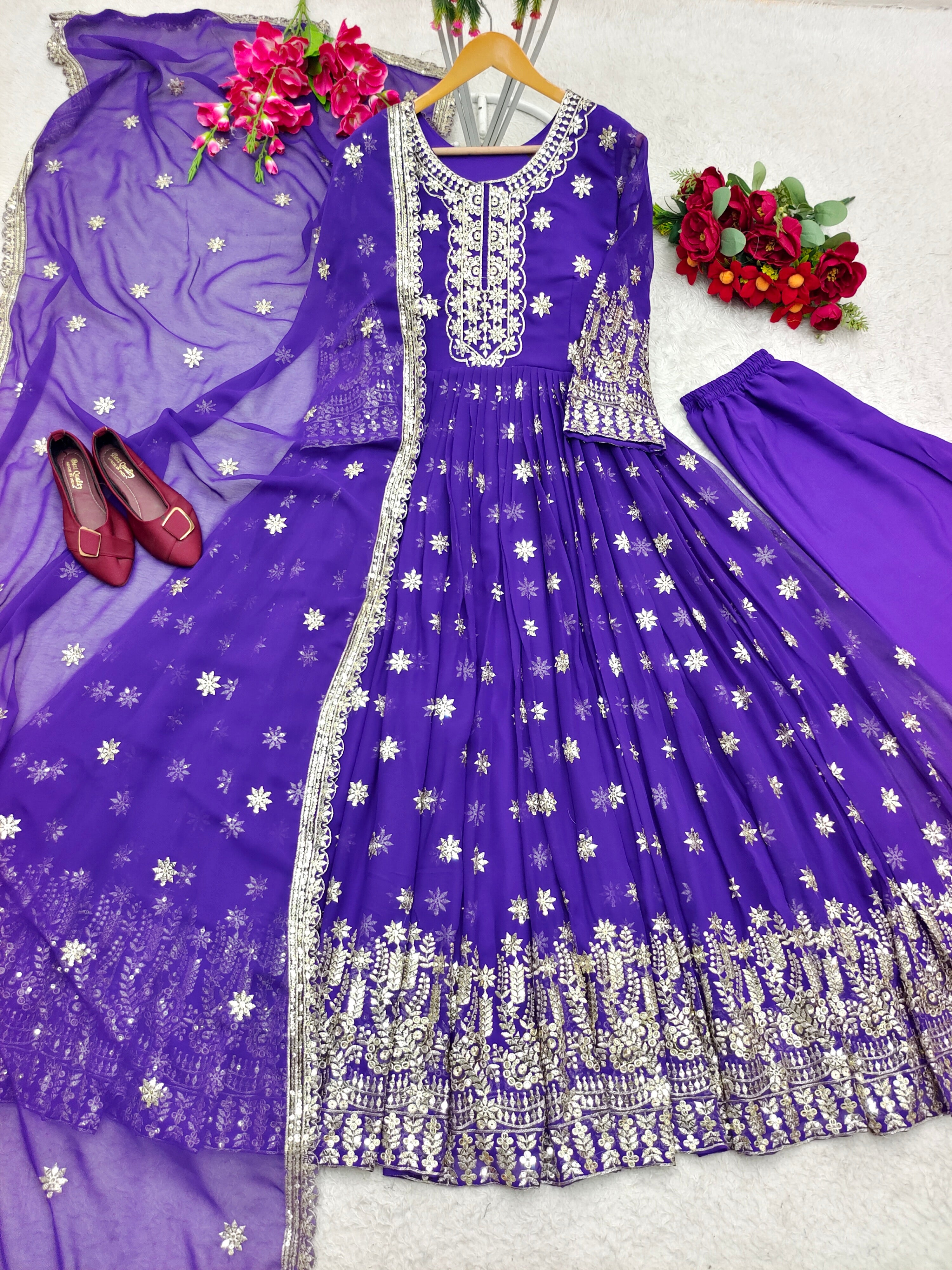 Designer Party Wear Gown With Pent And Beautiful Dupatta