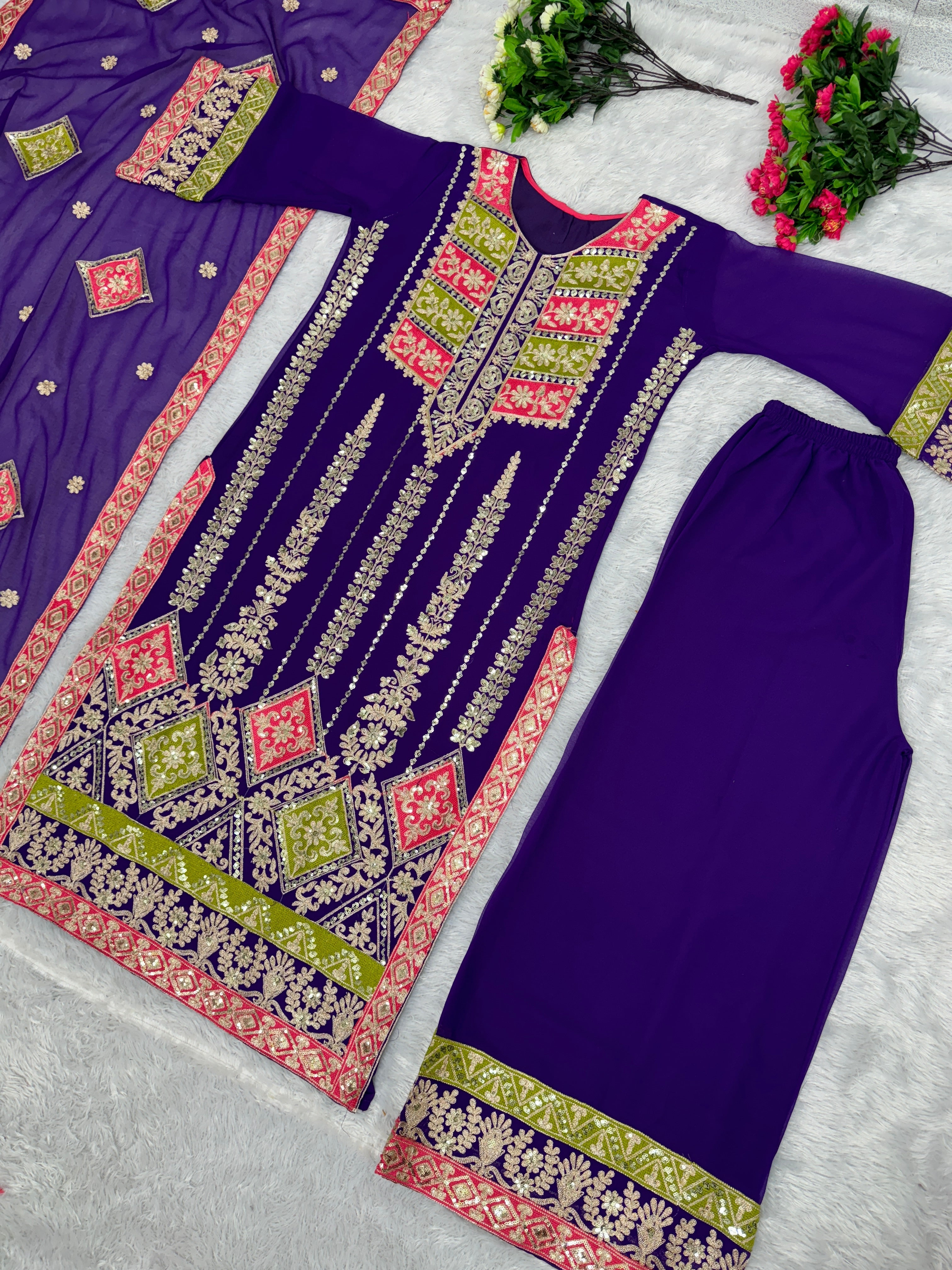 Beautiful Party Wear Top With Bottom And Dupatta