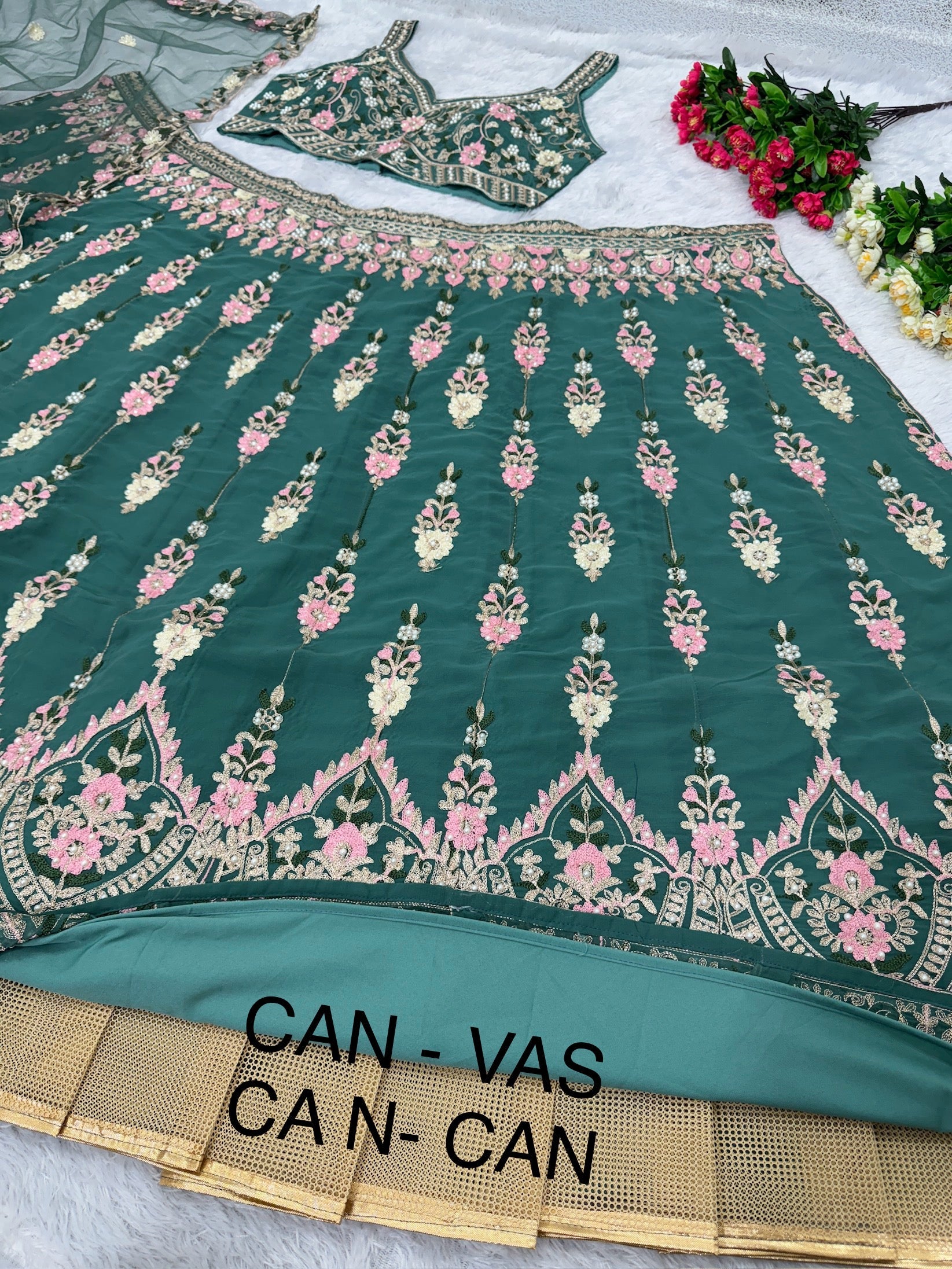 Beautiful Party Wear Lehenga Choli With Moti Hand Work