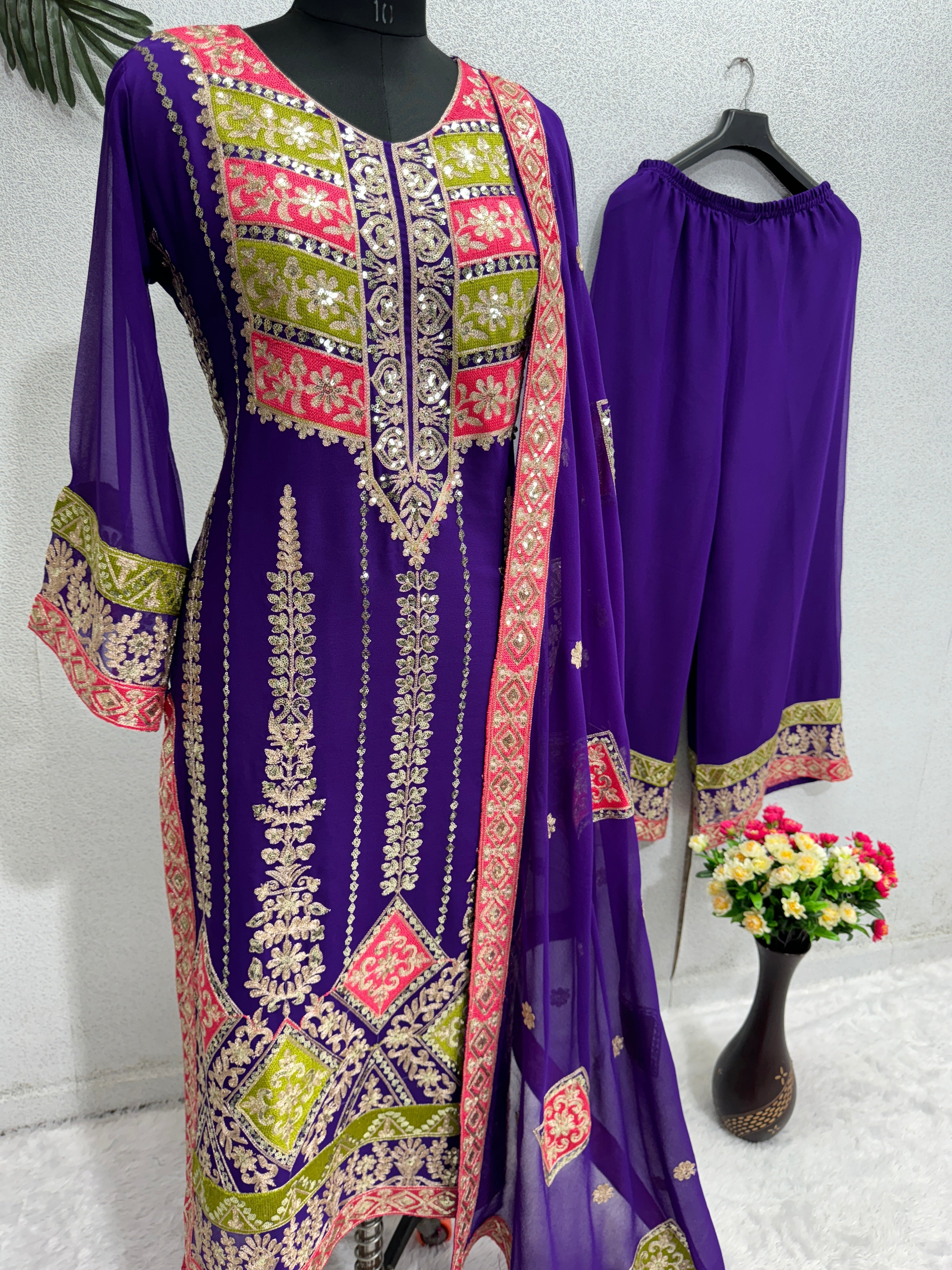Beautiful Party Wear Top With Bottom And Dupatta