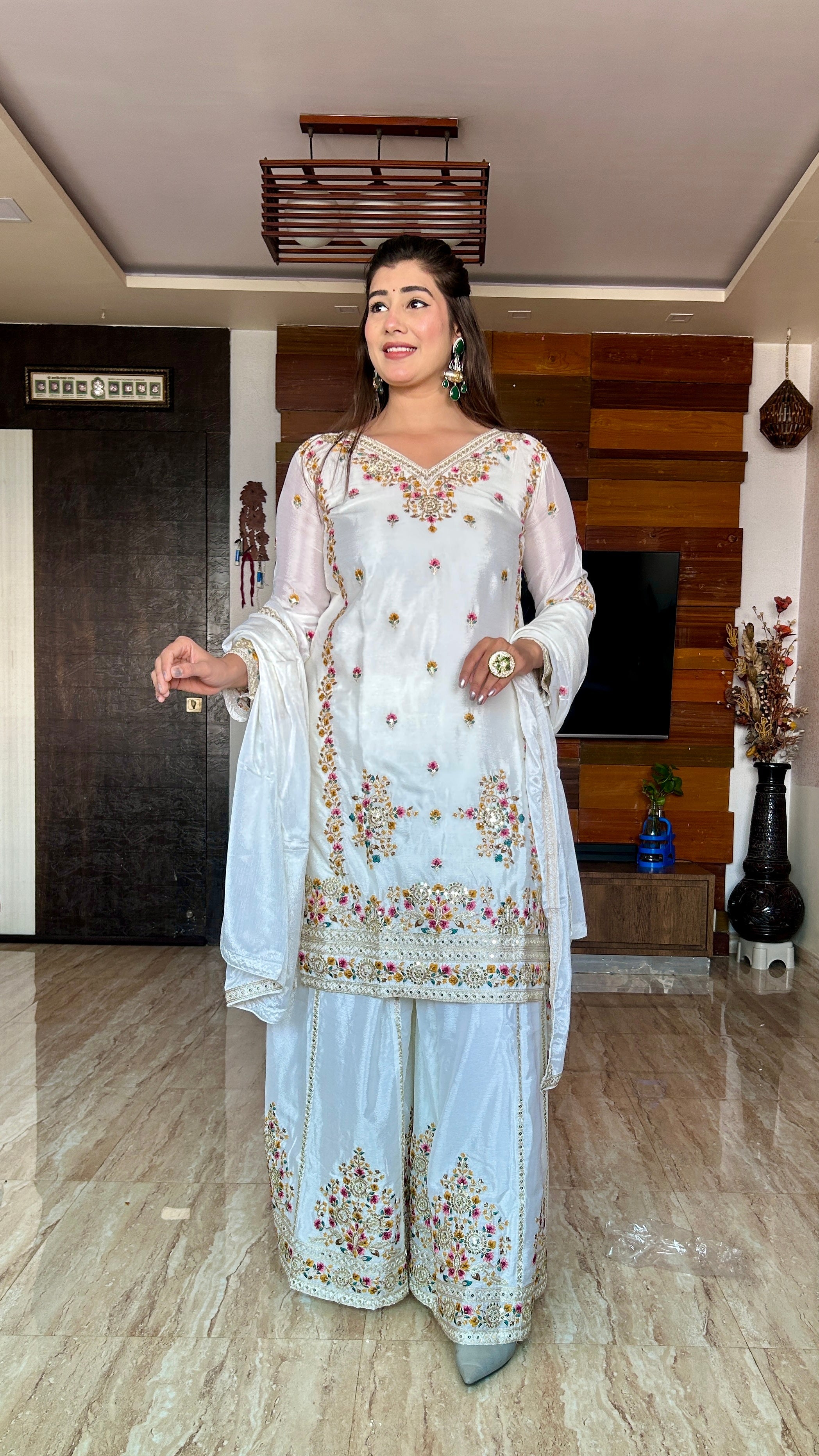 Party Wear Designer Top-Sarara And Dupatta