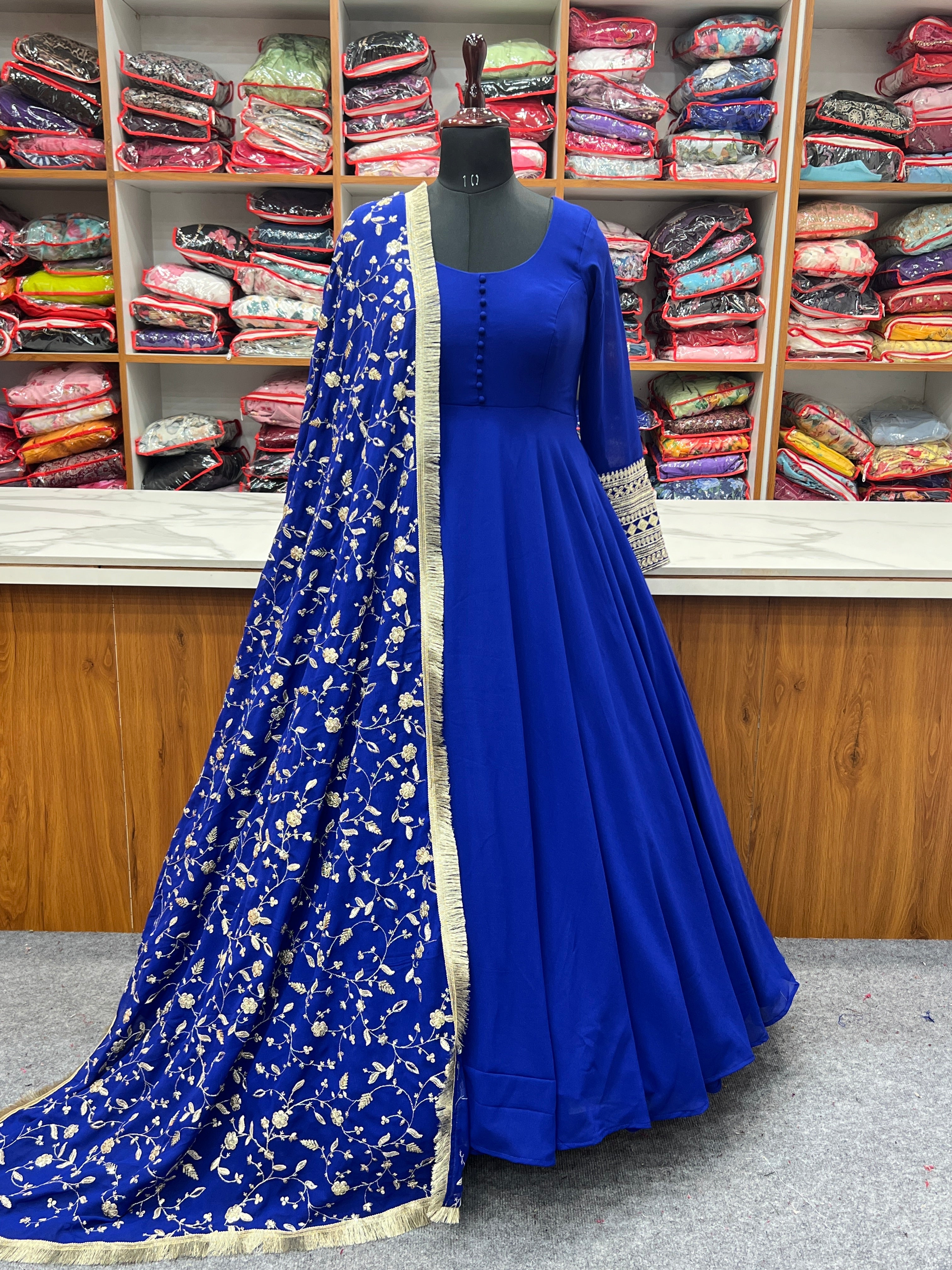 Designer Party Wear Anarkali Gown Pent And Dupatta
