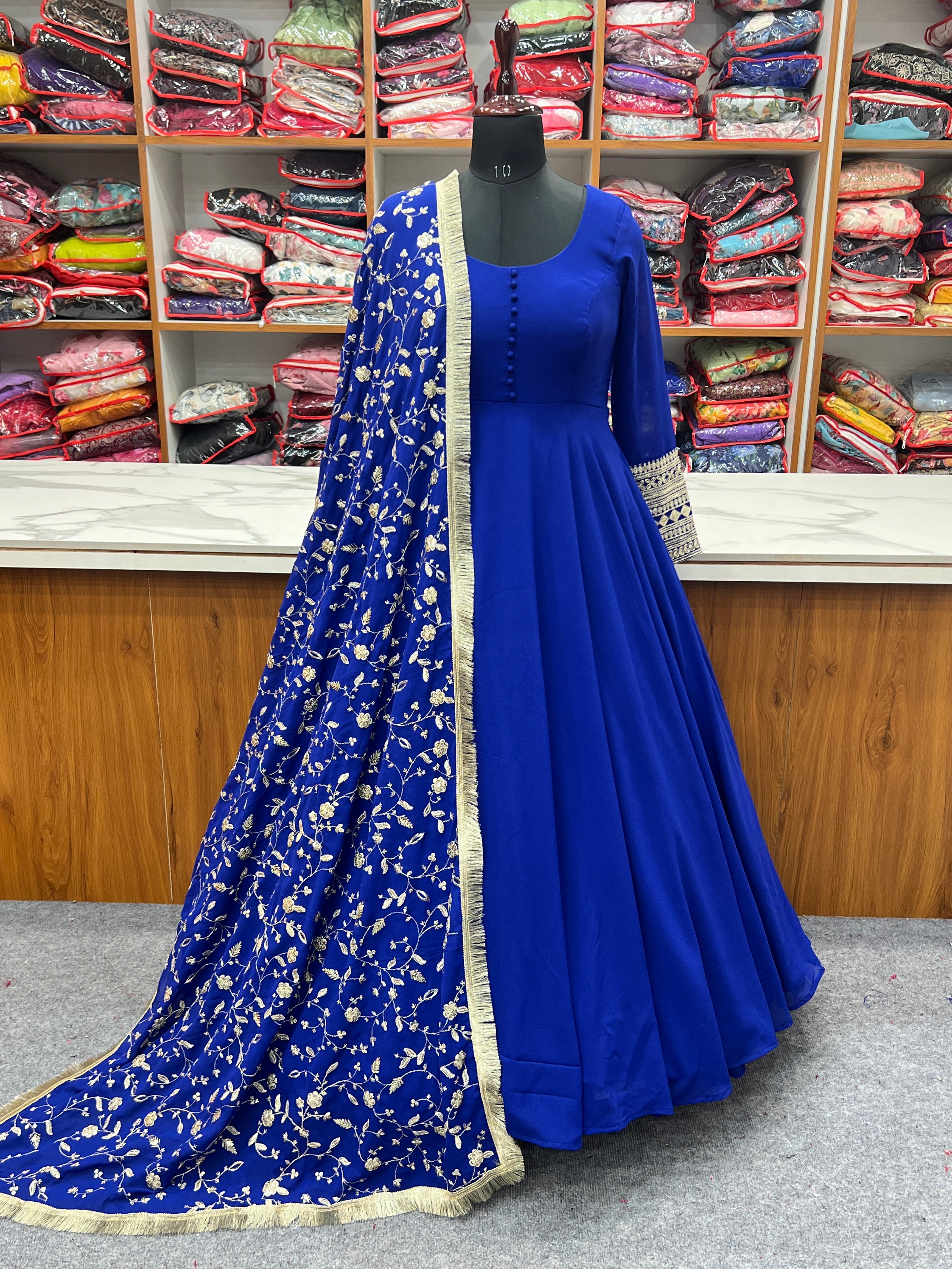 Designer Party Wear Anarkali Gown Pent And Dupatta