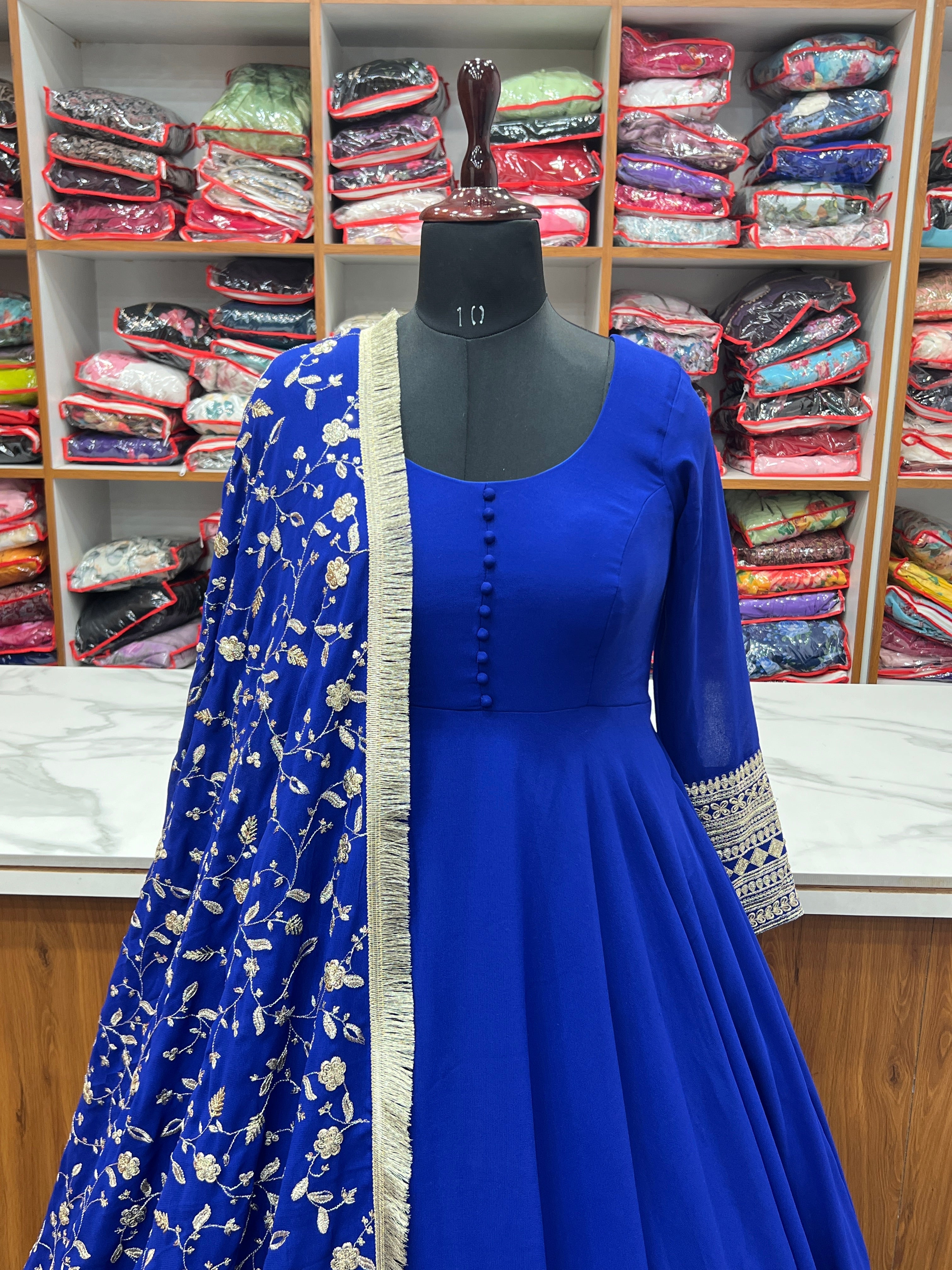 Designer Party Wear Anarkali Gown Pent And Dupatta