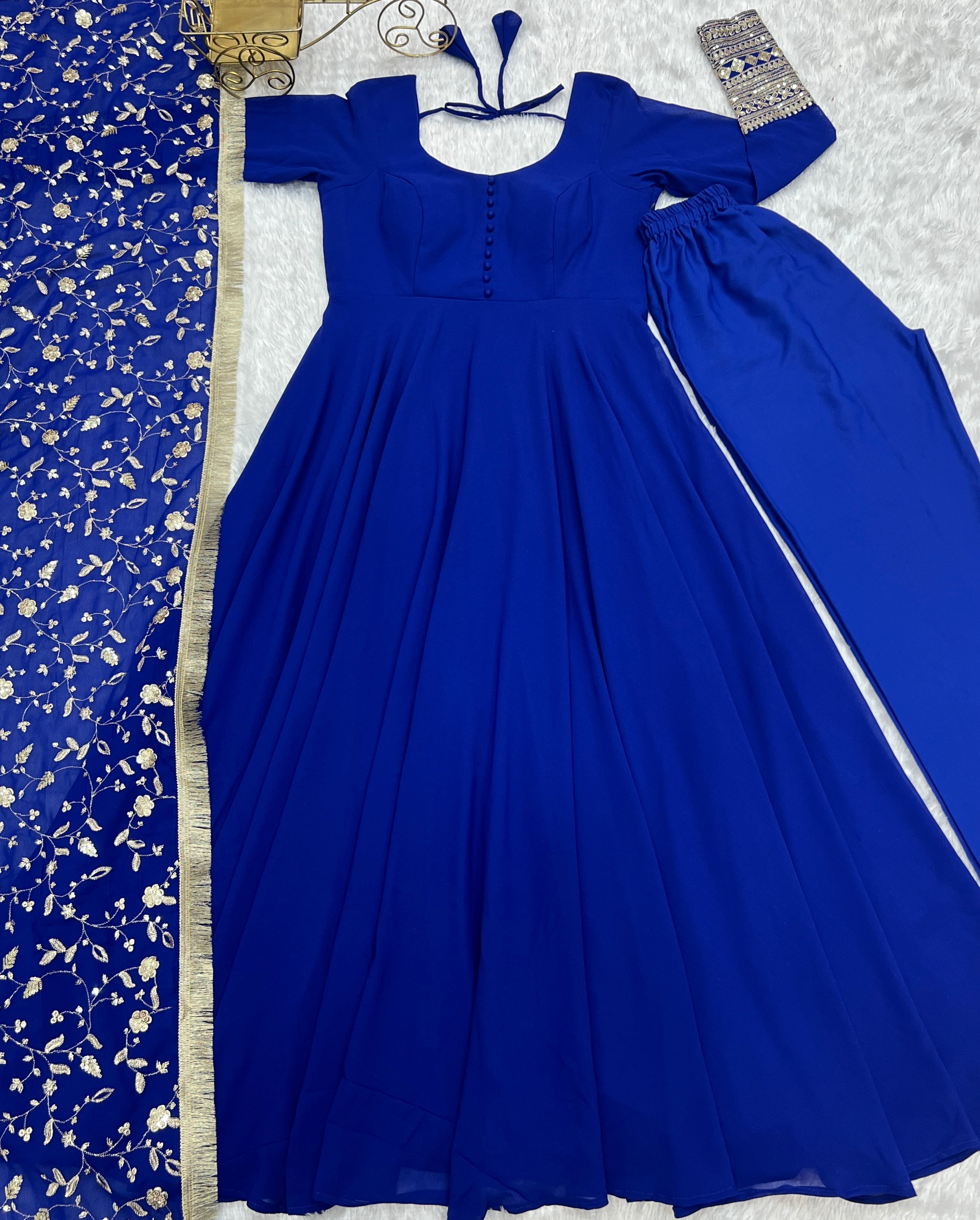 Designer Party Wear Anarkali Gown Pent And Dupatta