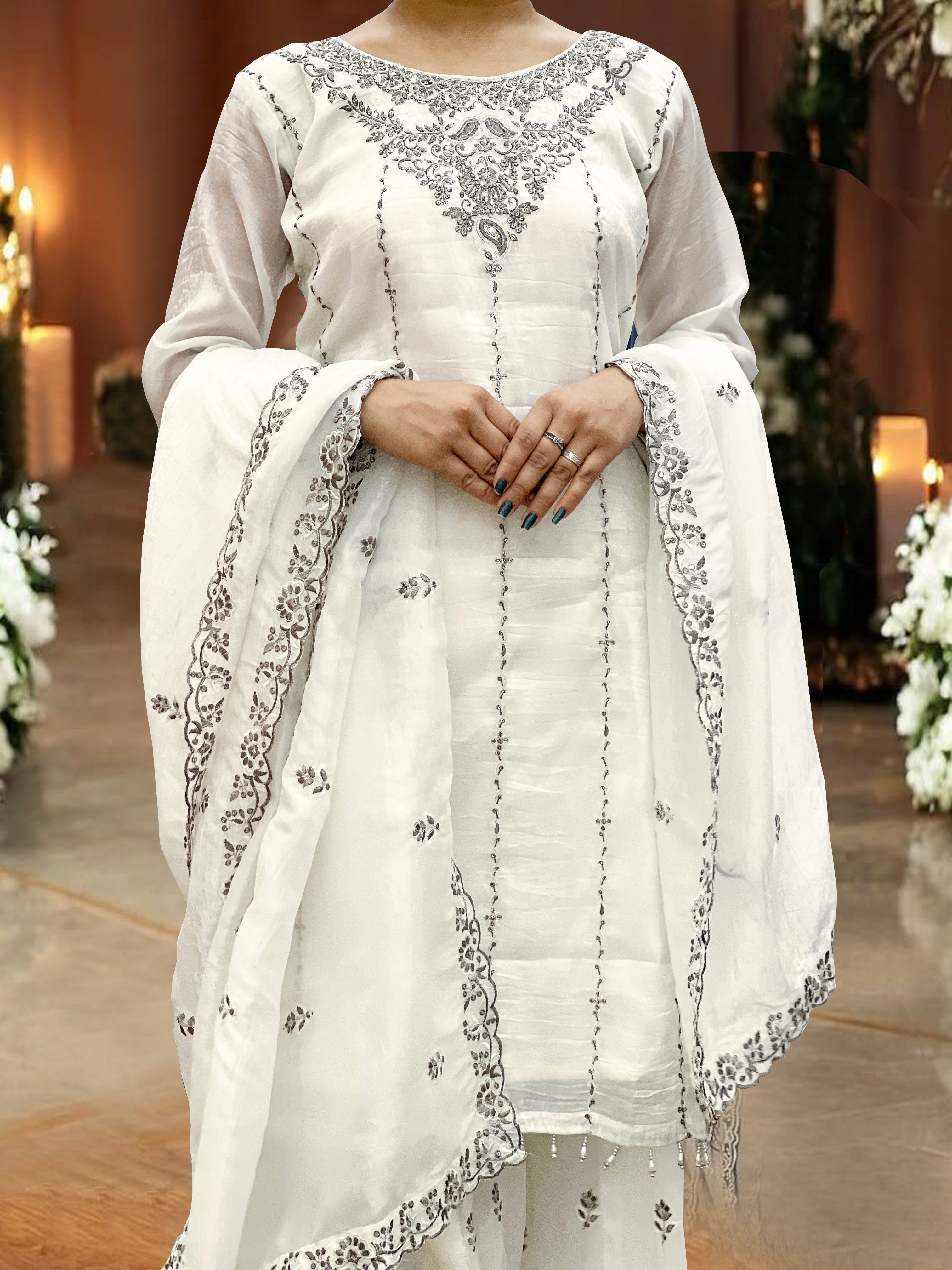 Party Wear Designer Top-Bottom And Dupatta