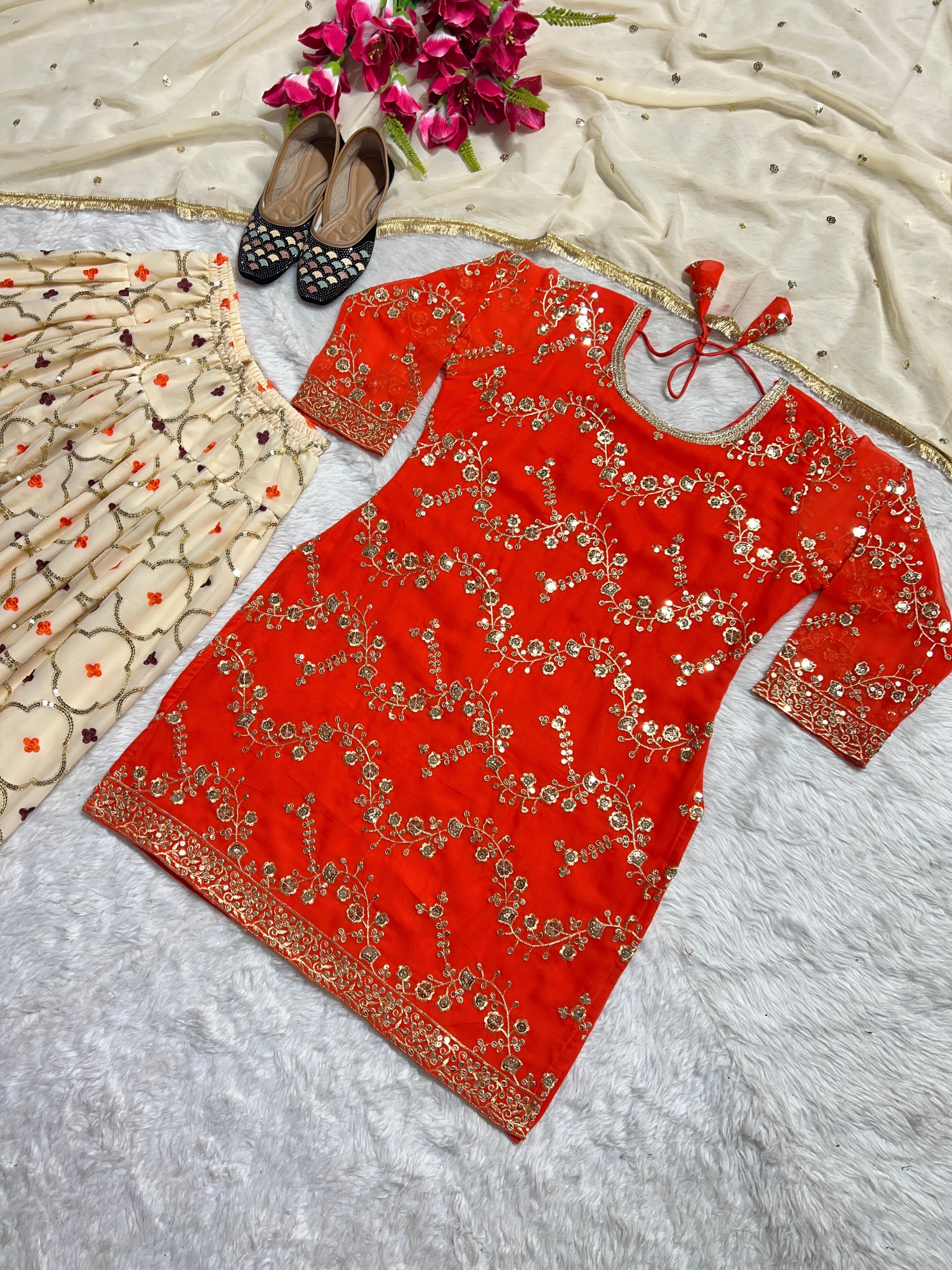 Designer Party Wear Look Top ,Patiala Salwar And Dupatta