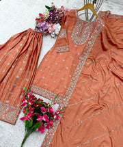 Beautiful Top-Sarara And Dupatta With Embroidery Sequence Work