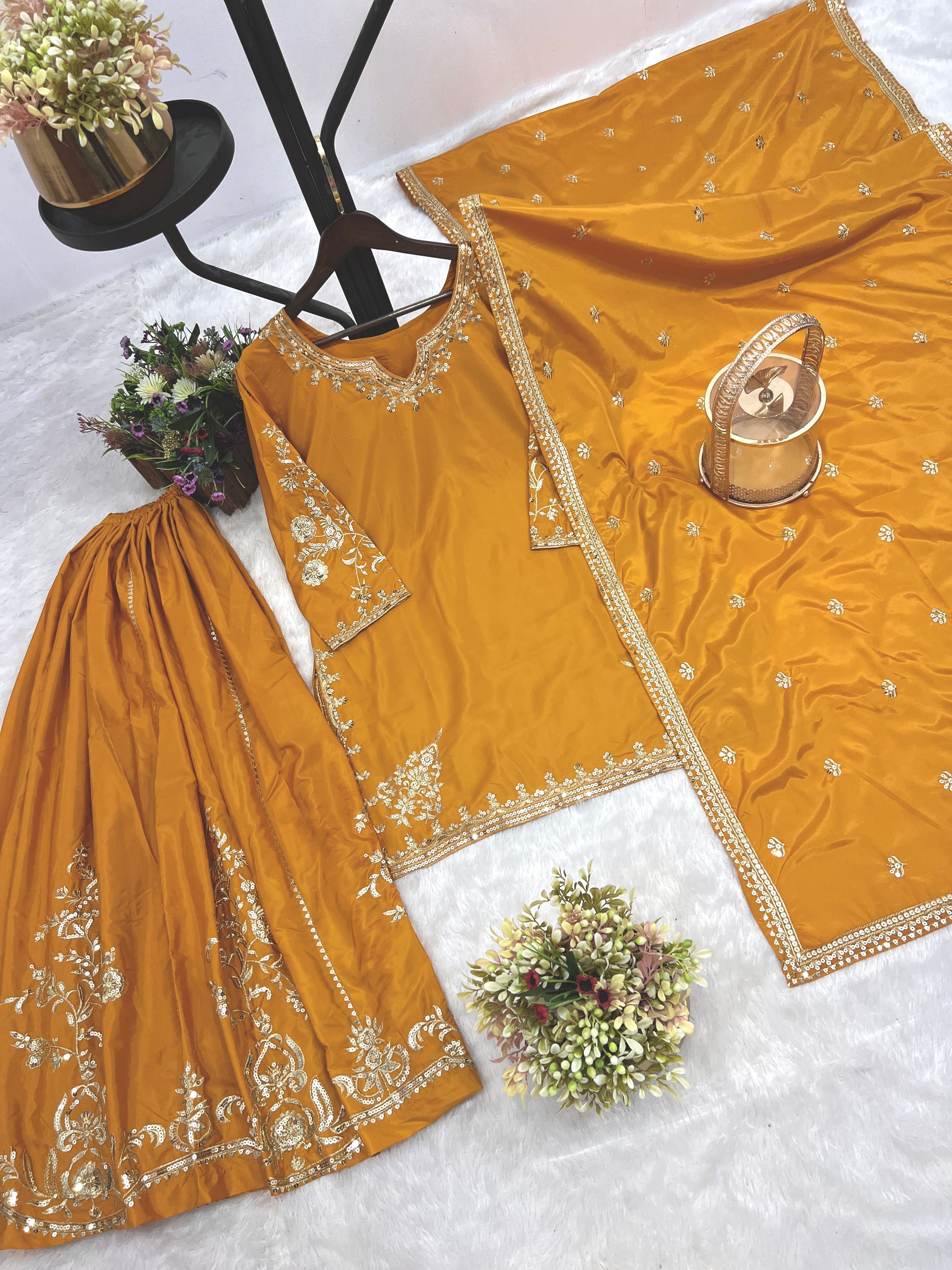 Party Wear Beautiful Top And Bottom With Fancy Dupatta