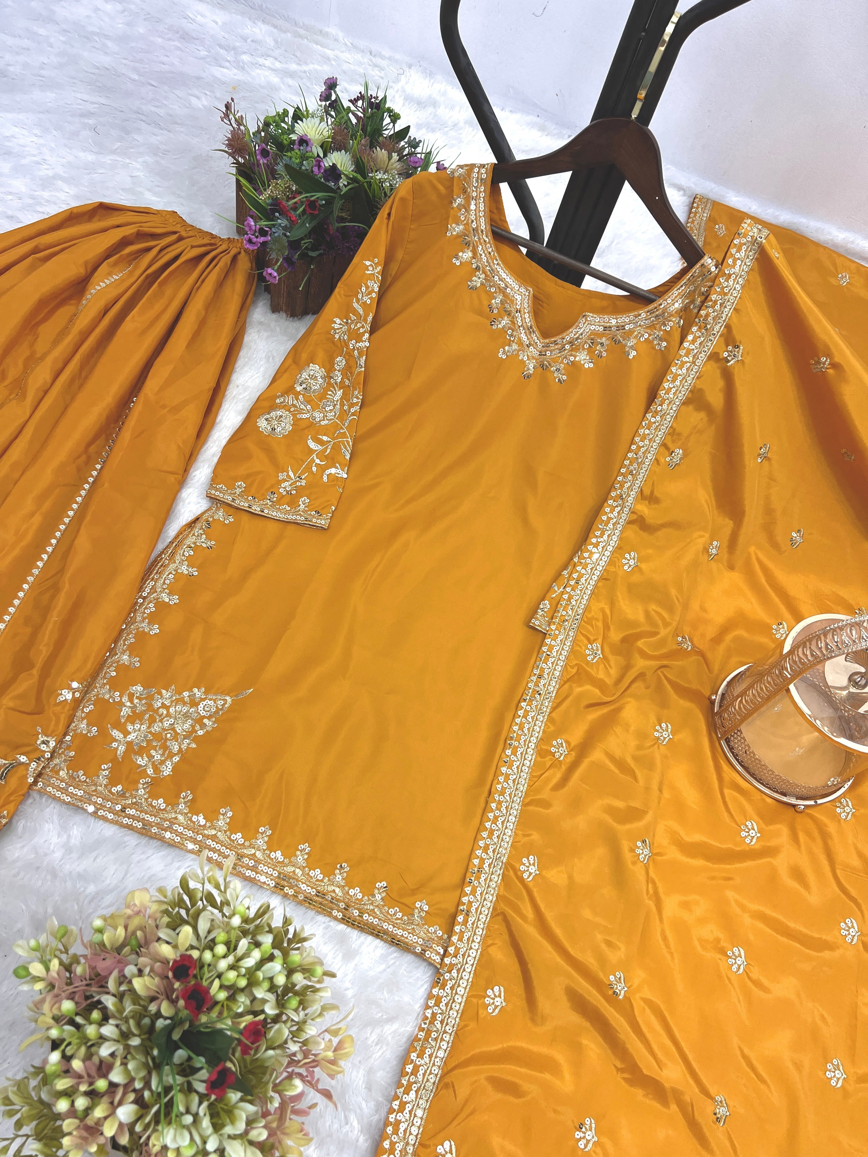 Party Wear Beautiful Top And Bottom With Fancy Dupatta