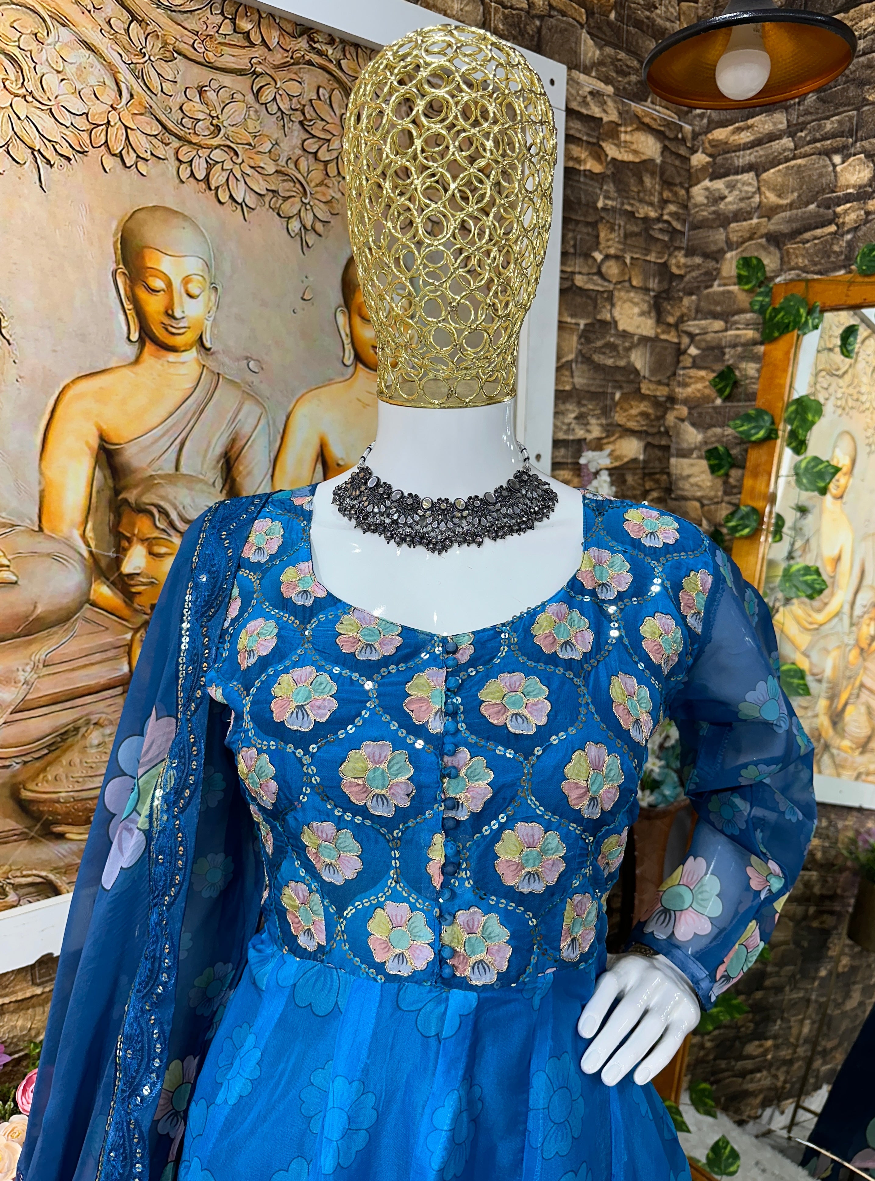 Party Wear Designer Gown Pent And Dupatta With Digital Work