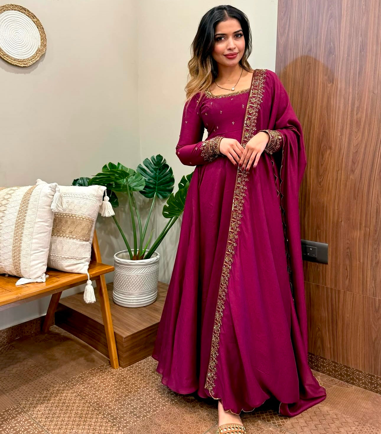 Beautiful Party Wear Gown Pent And Fancy Dupatta