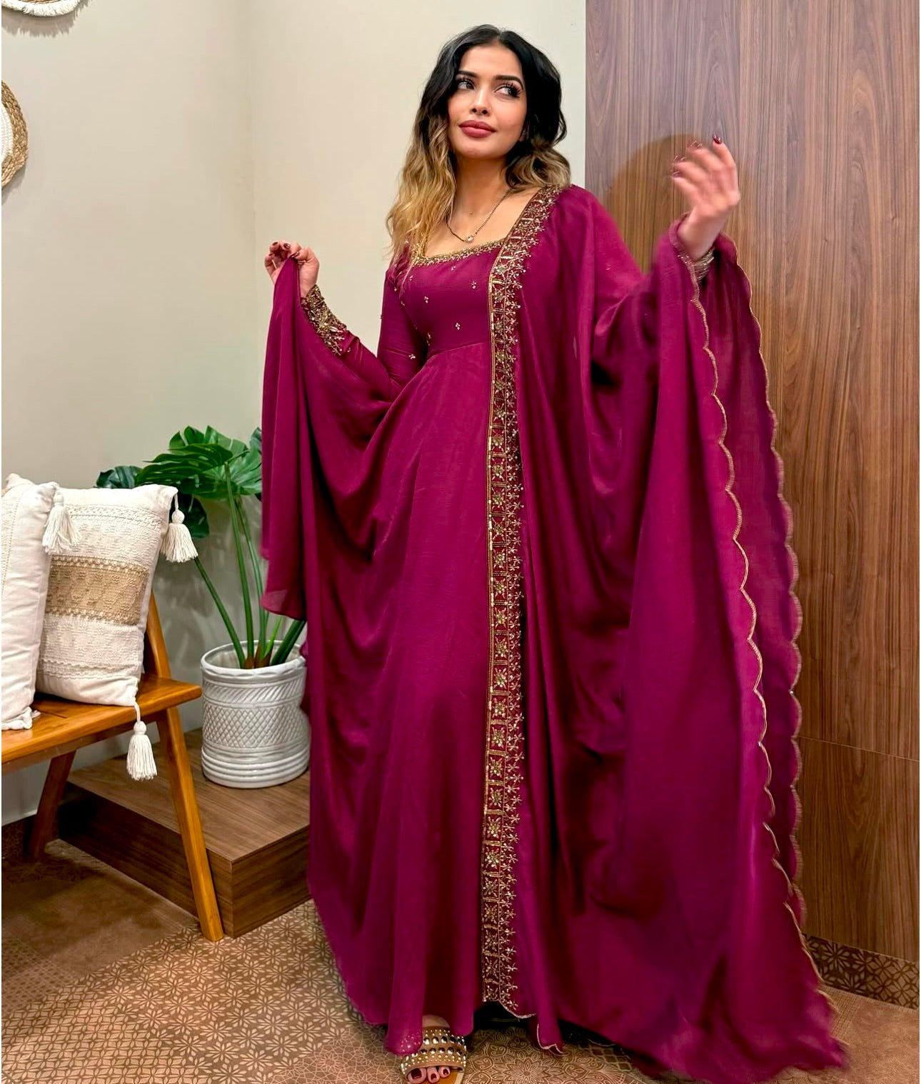 Beautiful Party Wear Gown Pent And Fancy Dupatta