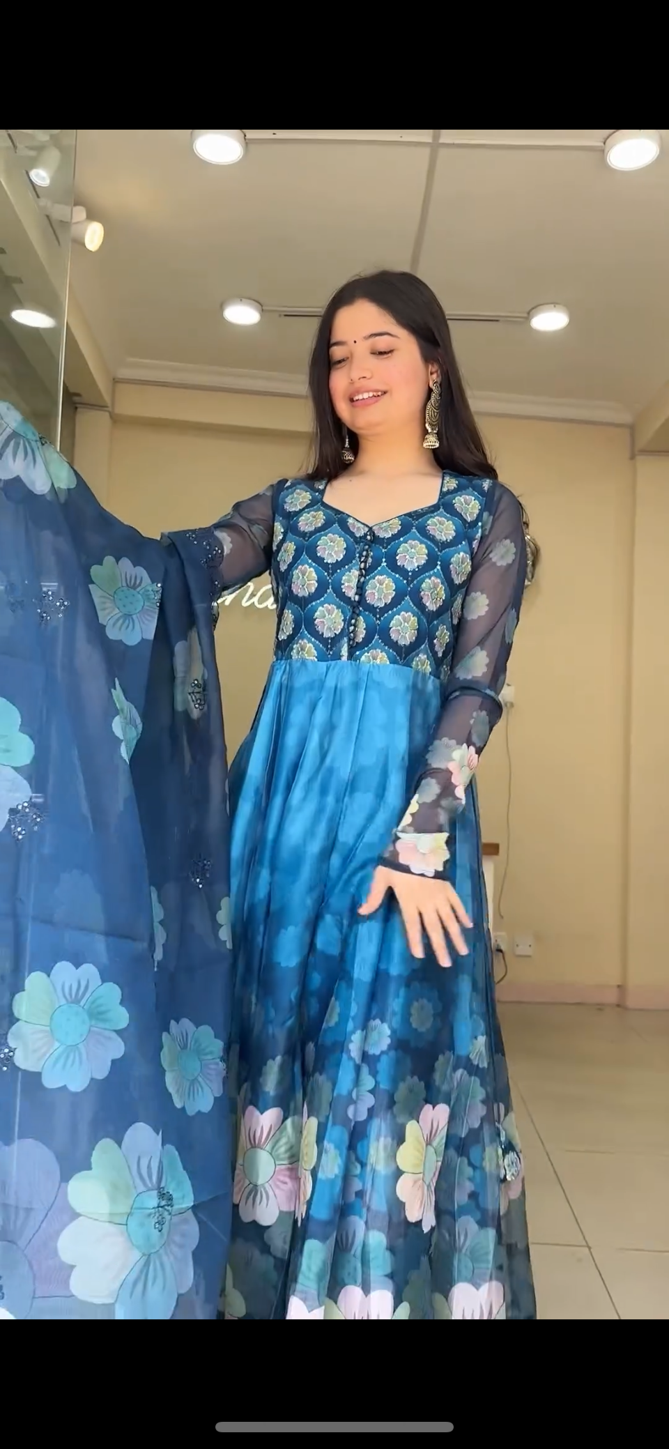 Party Wear Designer Gown Pent And Dupatta With Digital Work