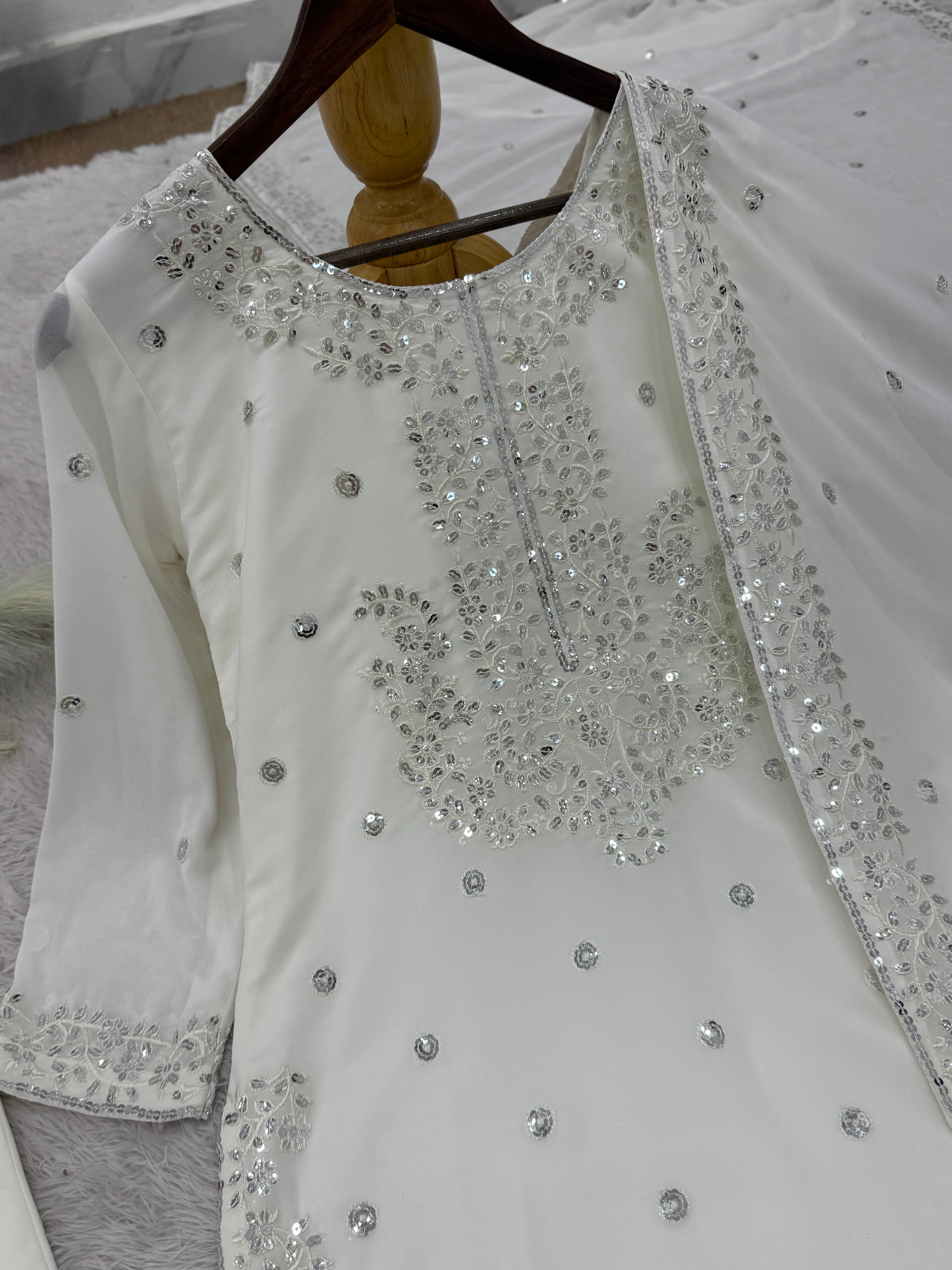 Designer Top-Bottom And Dupatta With Embroidery And Sequence Work