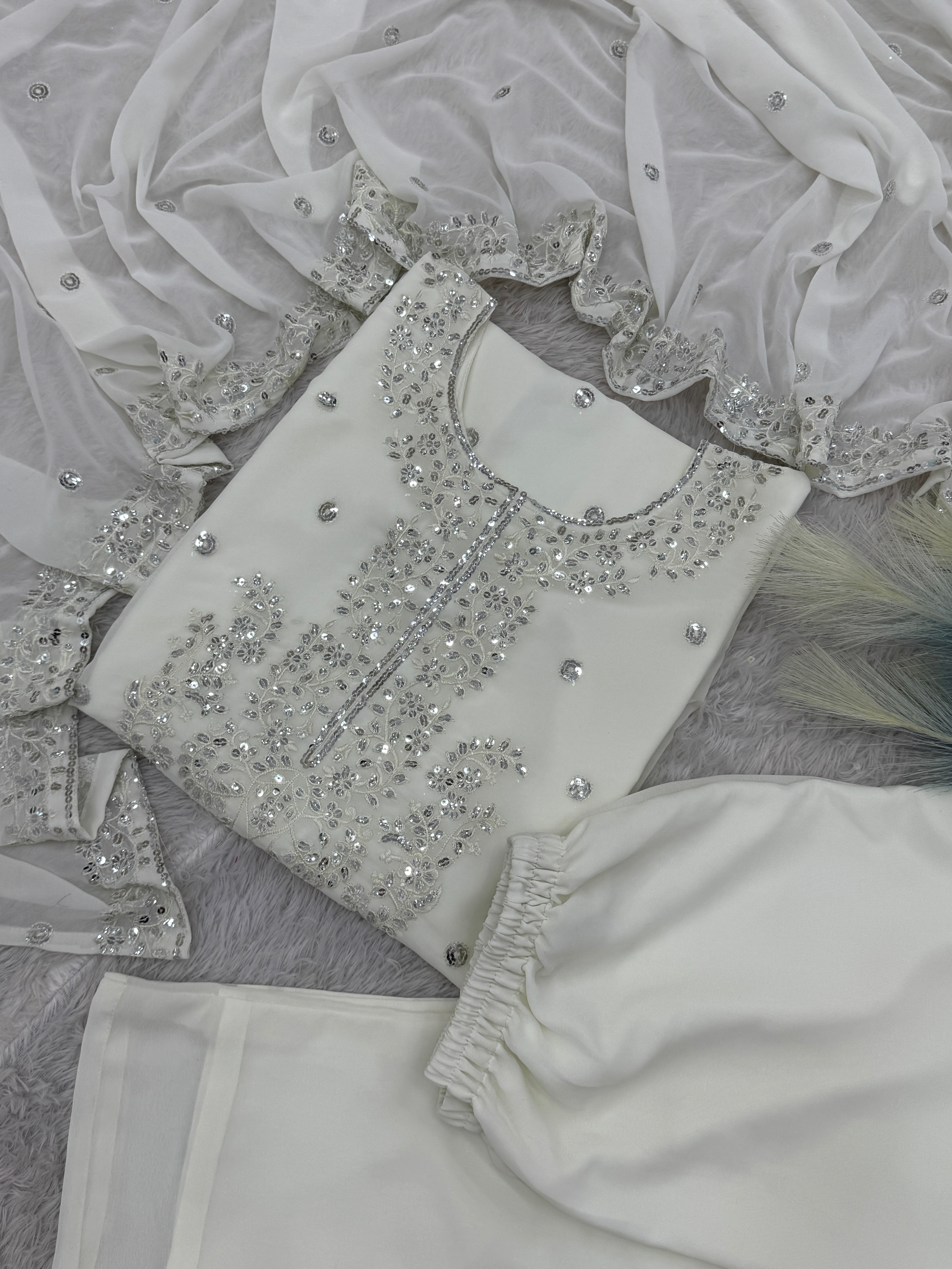 Designer Top-Bottom And Dupatta With Embroidery And Sequence Work