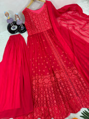 Designer Top Plazzo And Dupatta With Sequence Work