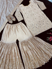 Designer Party Wear Top Plazzo And Dupatta With Real Mirror Work