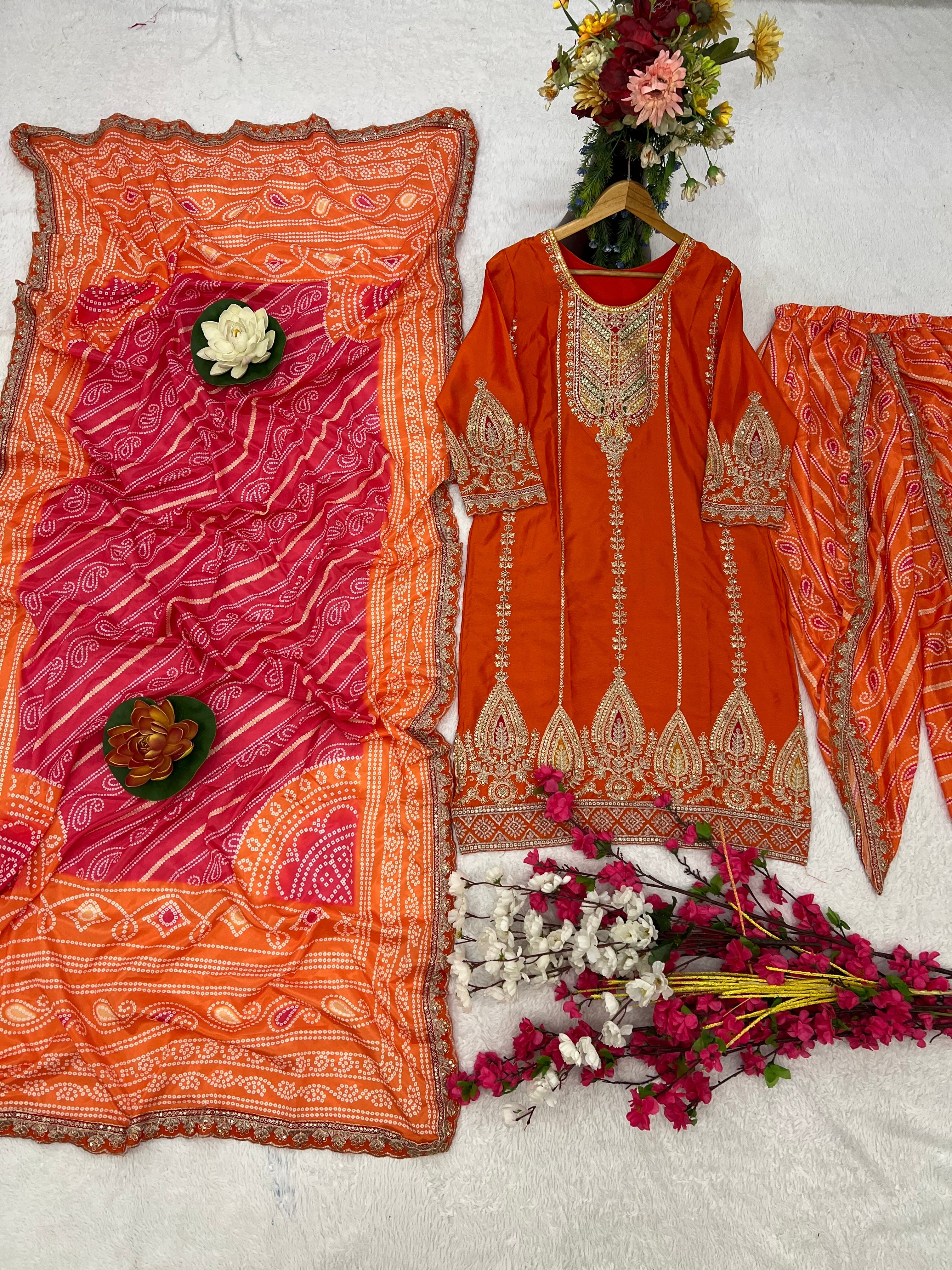 Designer Party Wear Top-Bottom And Beautiful Dupatta