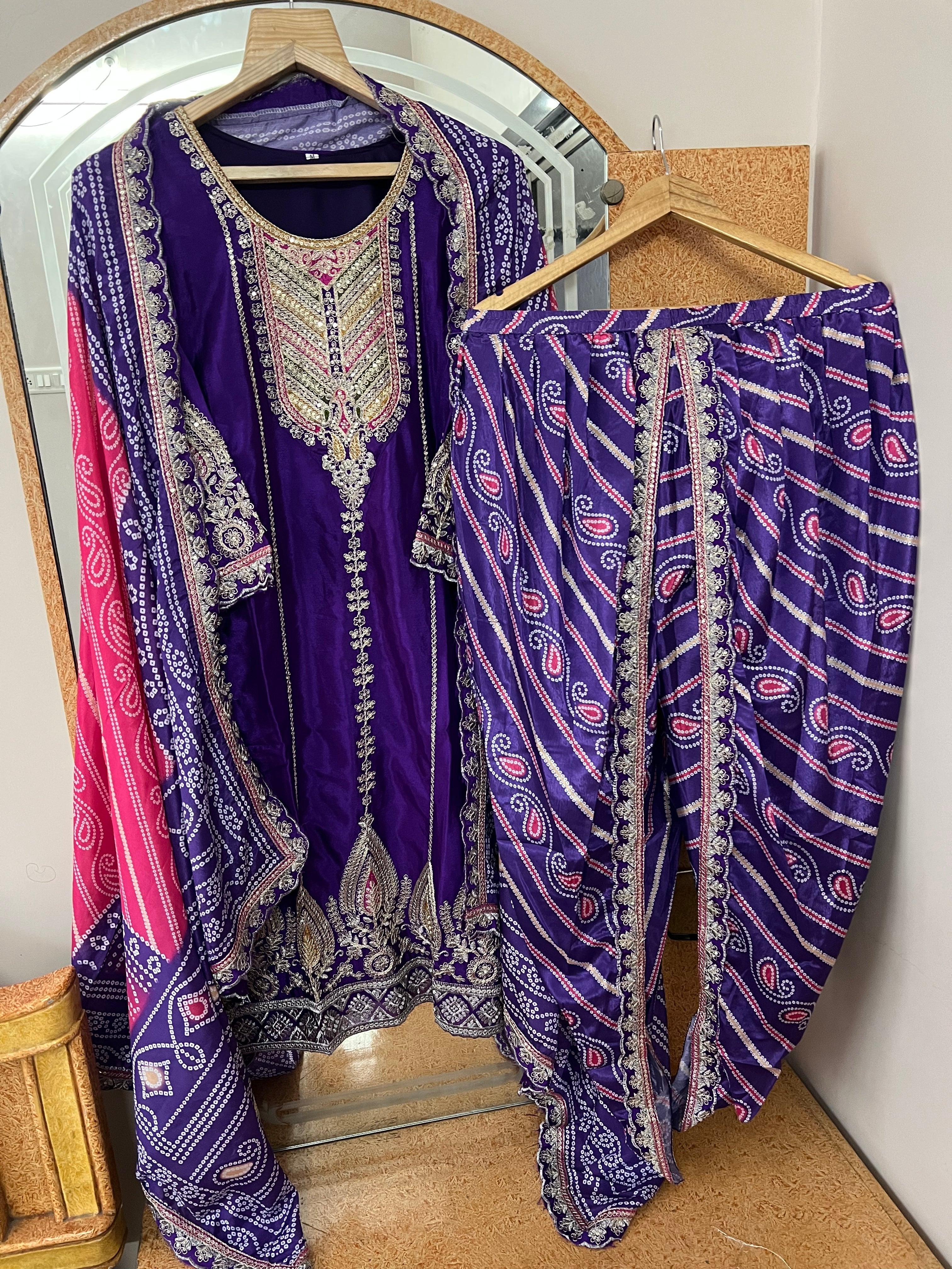 Party Wear Designer Suit Set With Embroidery Work