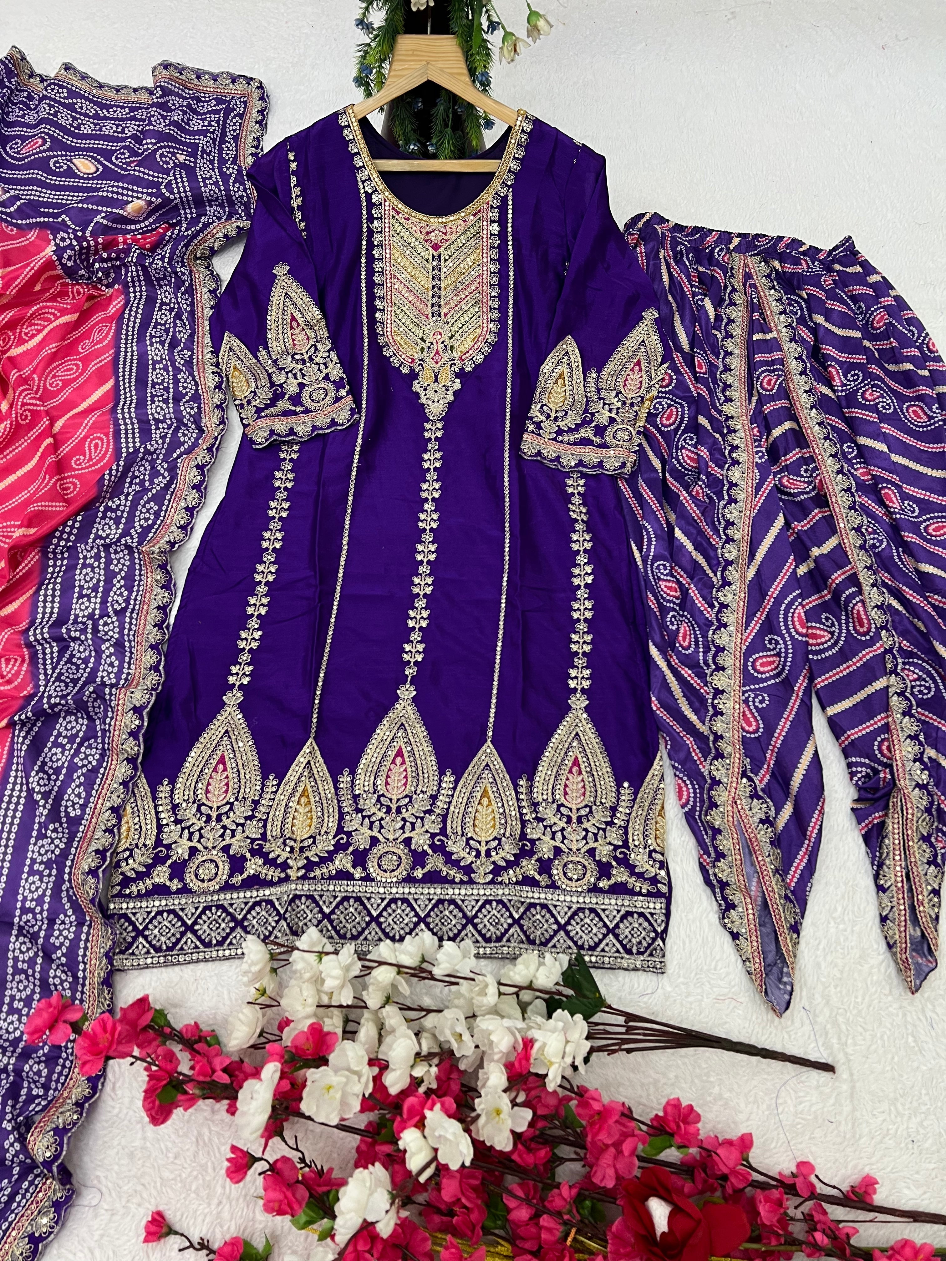Designer Party Wear Top-Bottom And Beautiful Dupatta