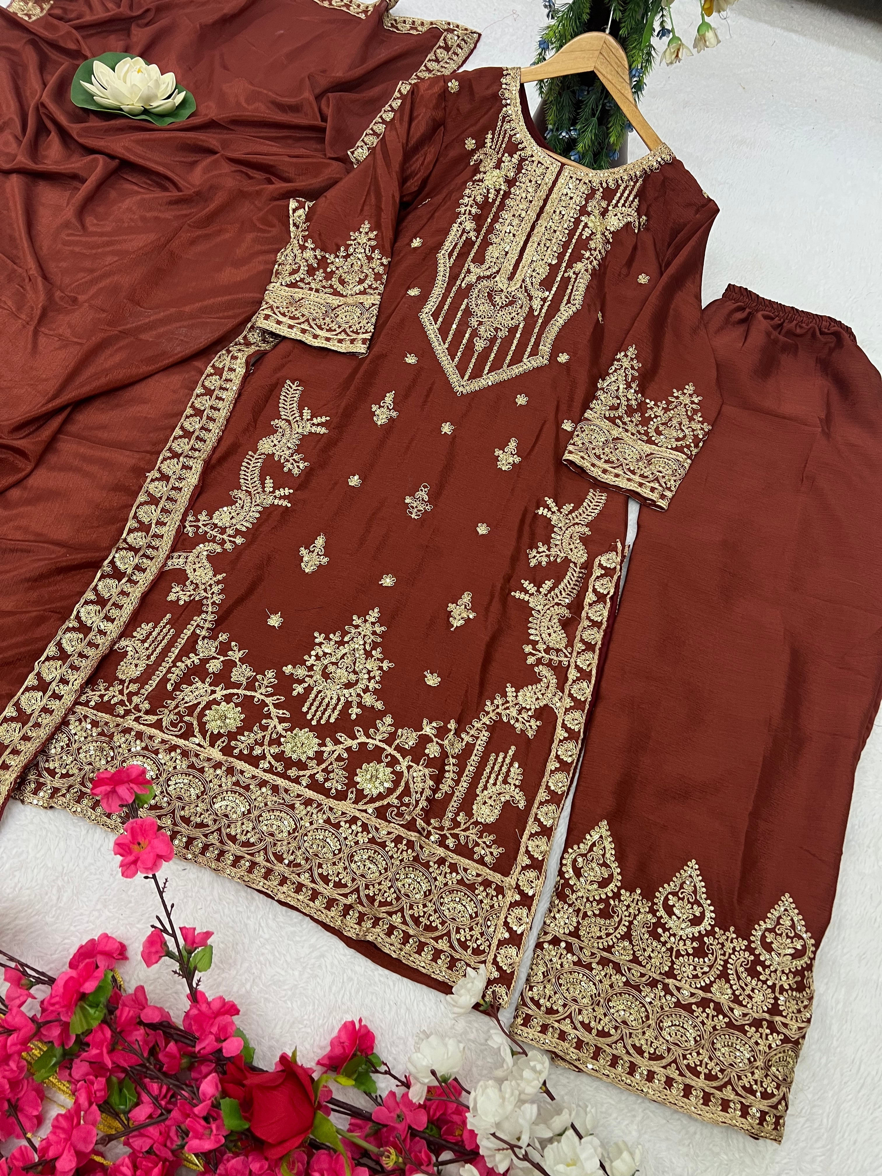 Party Wear Designer Top-Bottom And Dupatta