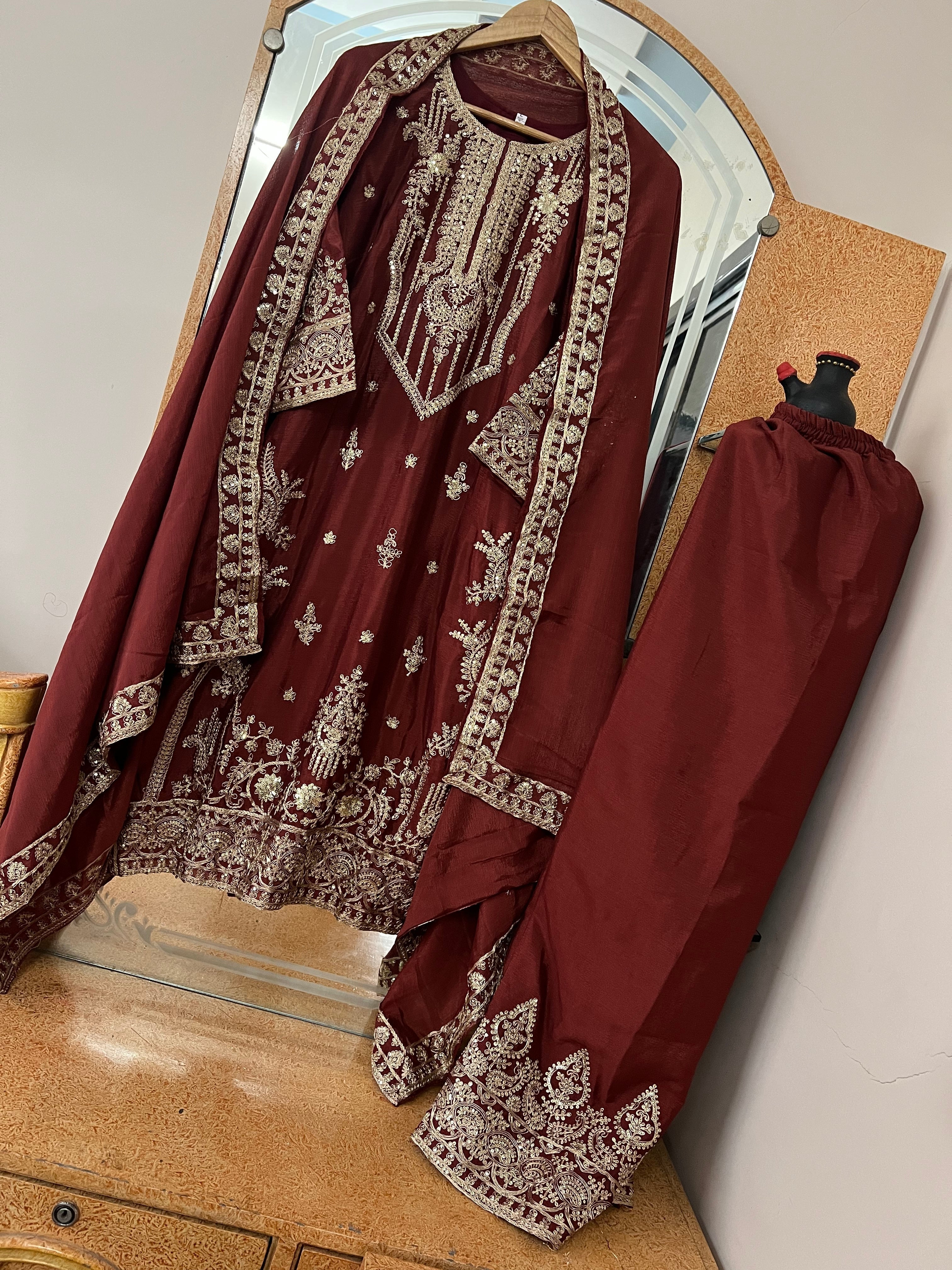 Party Wear Designer Top-Bottom And Dupatta