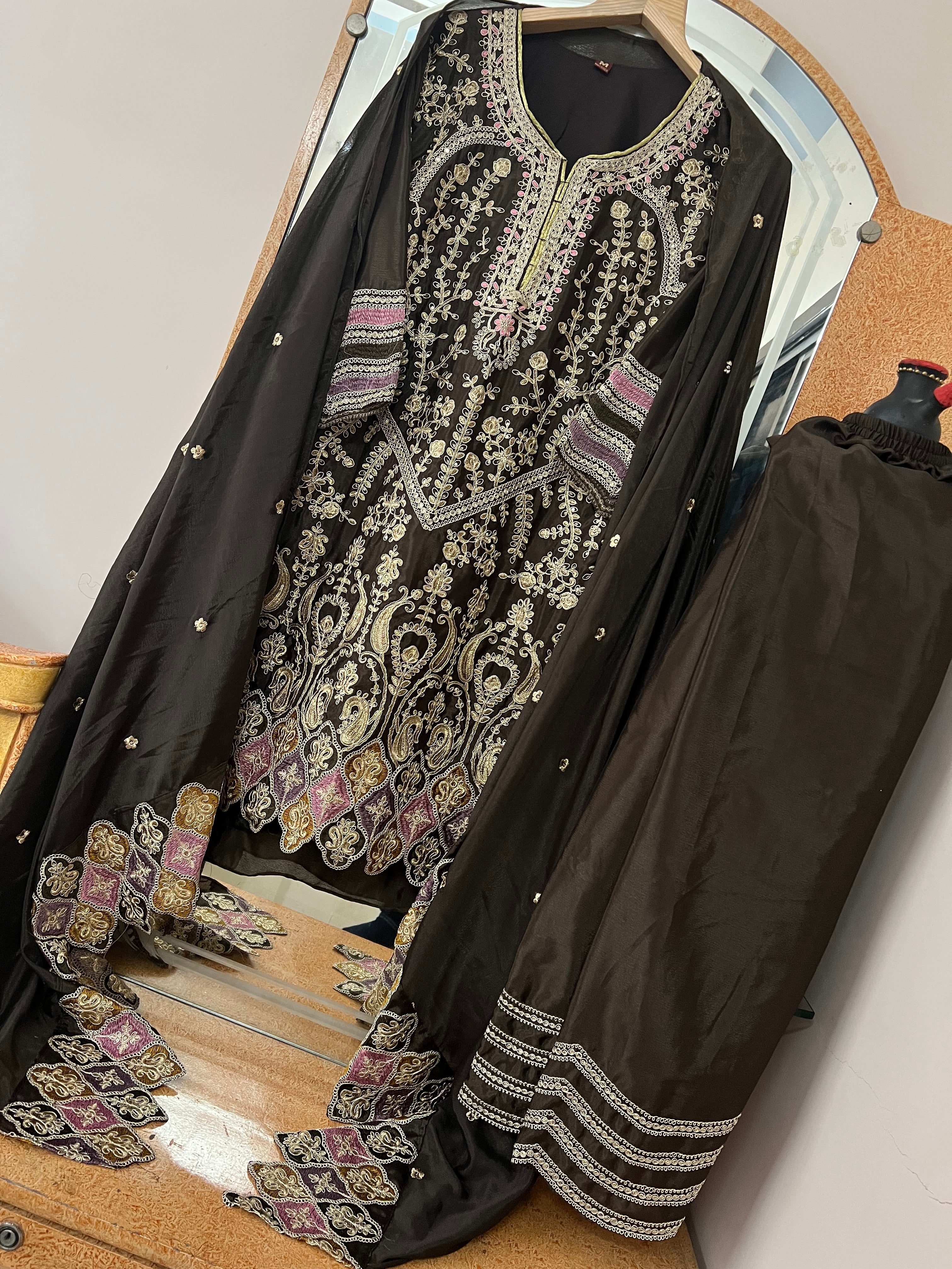 Party Wear Beautiful Top-Bottom And Dupatta With Embroidery Work