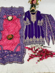 Party Wear Designer Suit Set With Embroidery Work