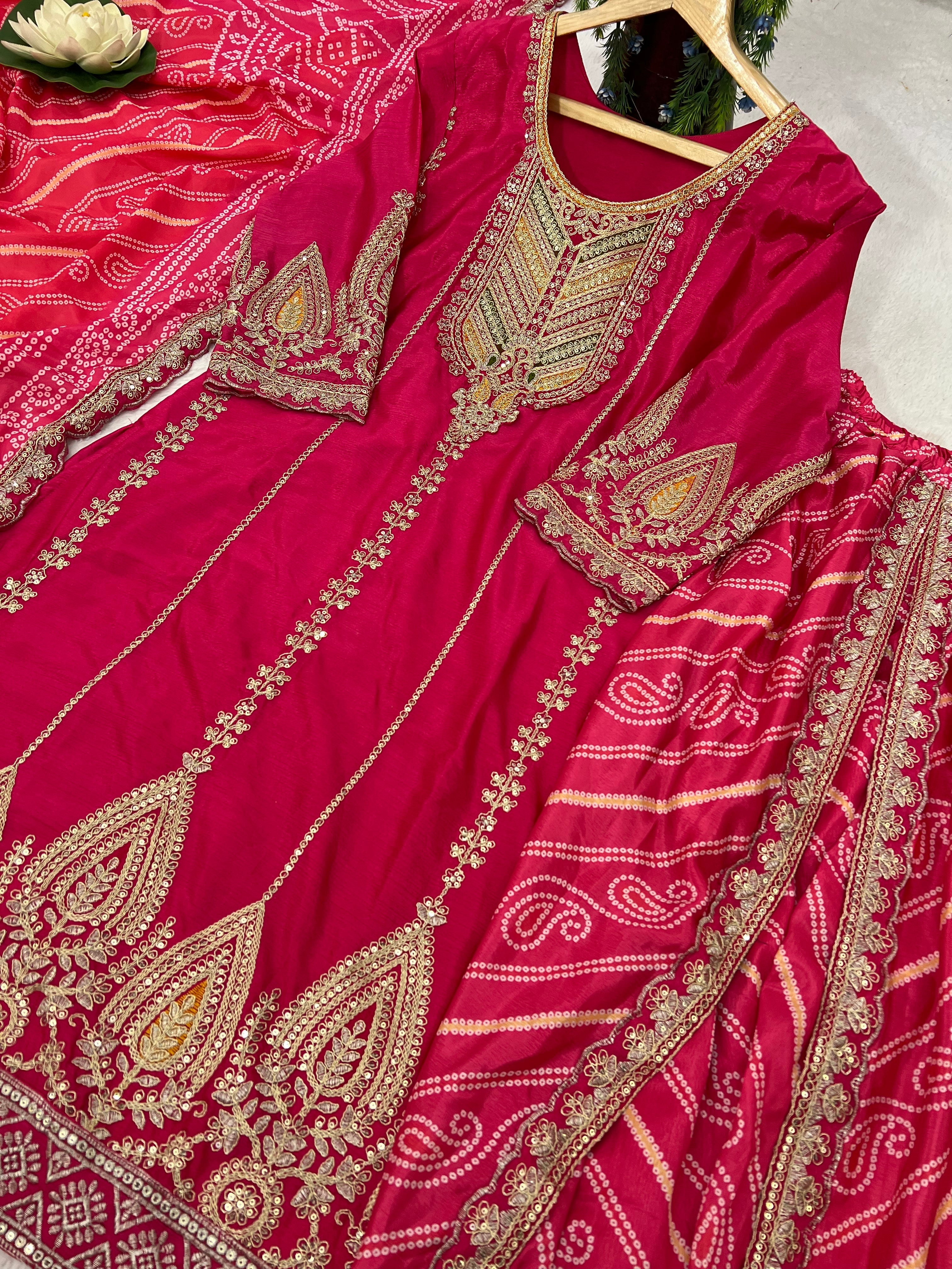 Party Wear Designer Suit Set With Embroidery Work