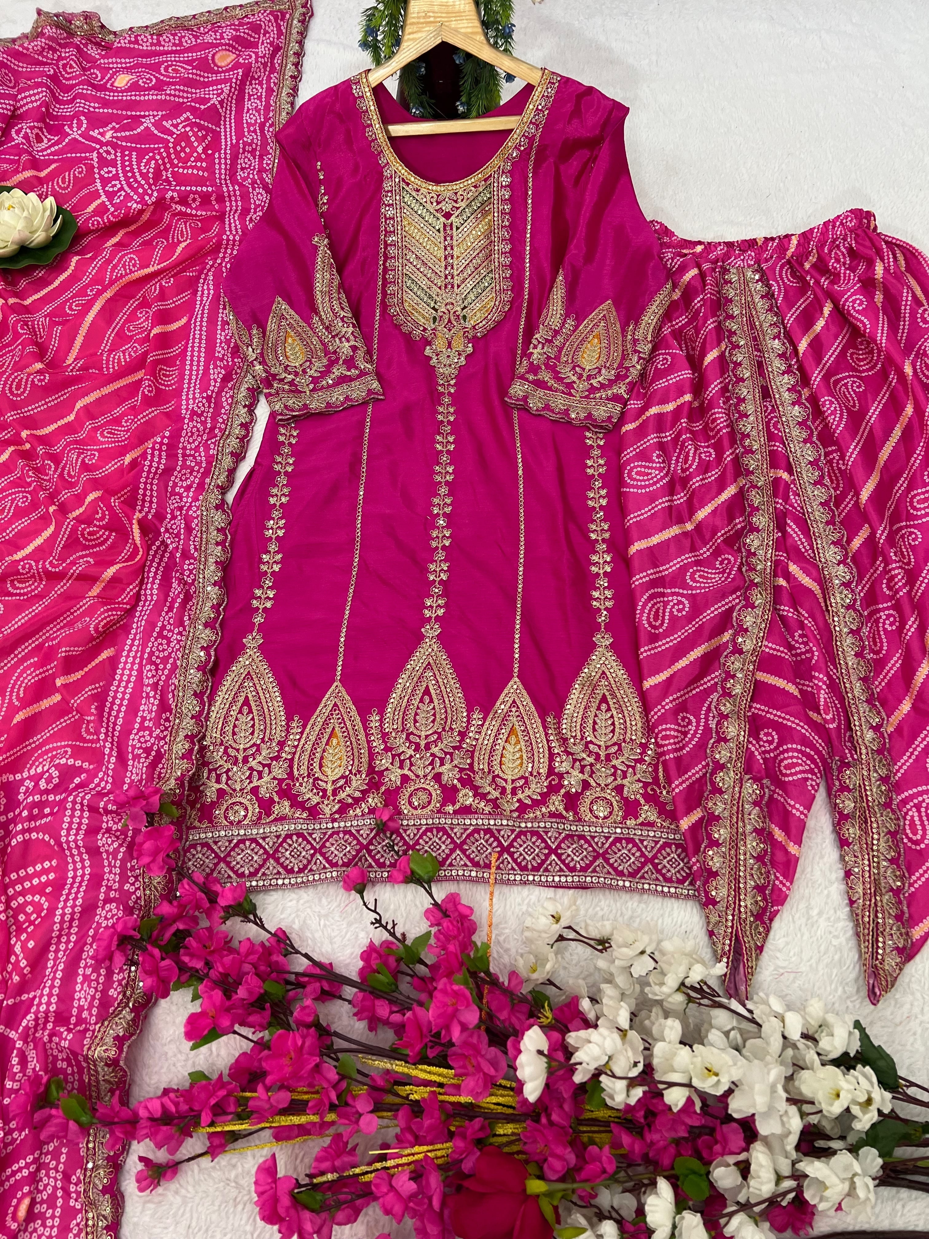 Designer Party Wear Top-Bottom And Beautiful Dupatta