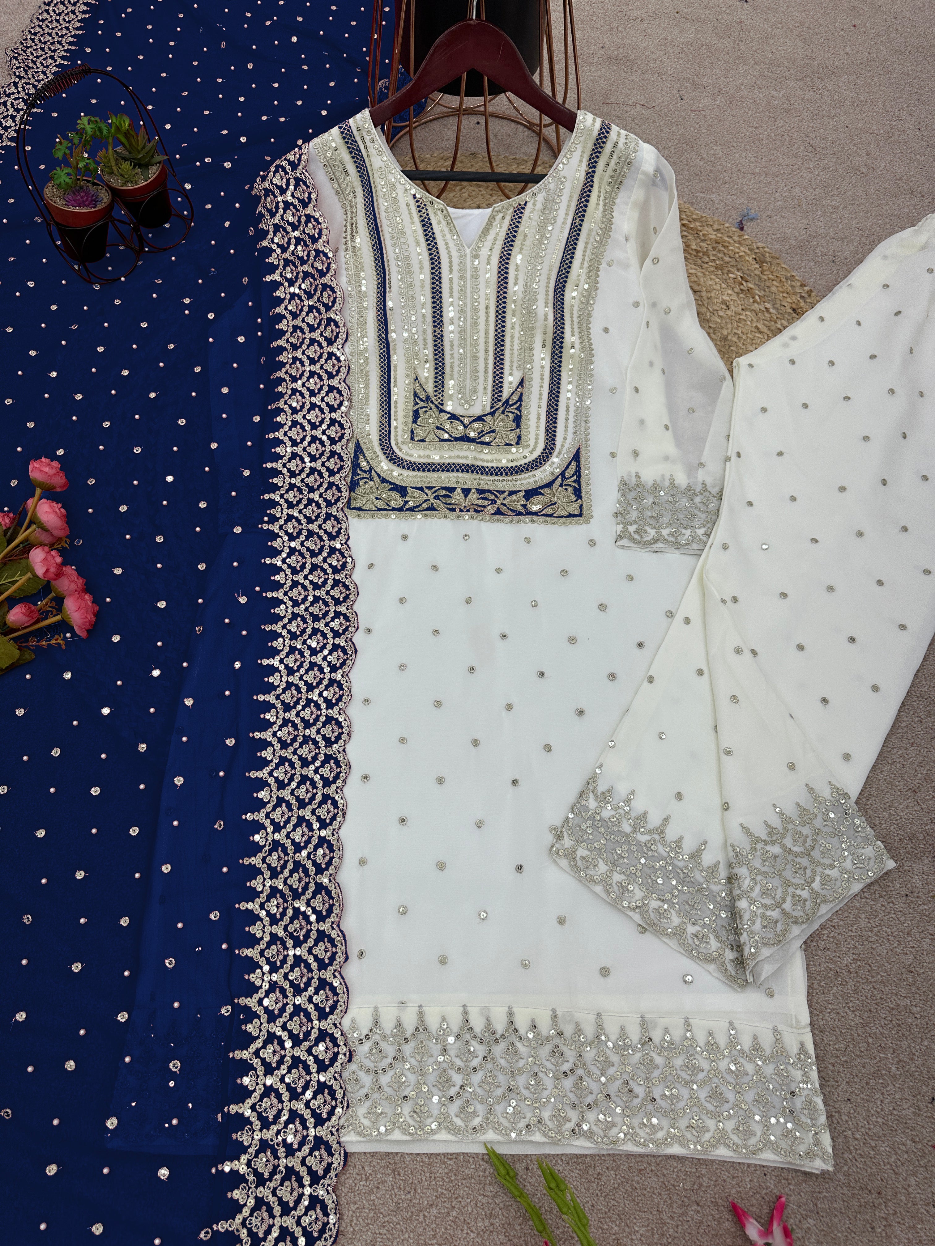 Fancy Top-Bottom And Dupatta With Heavy Embroidery Sequence Work