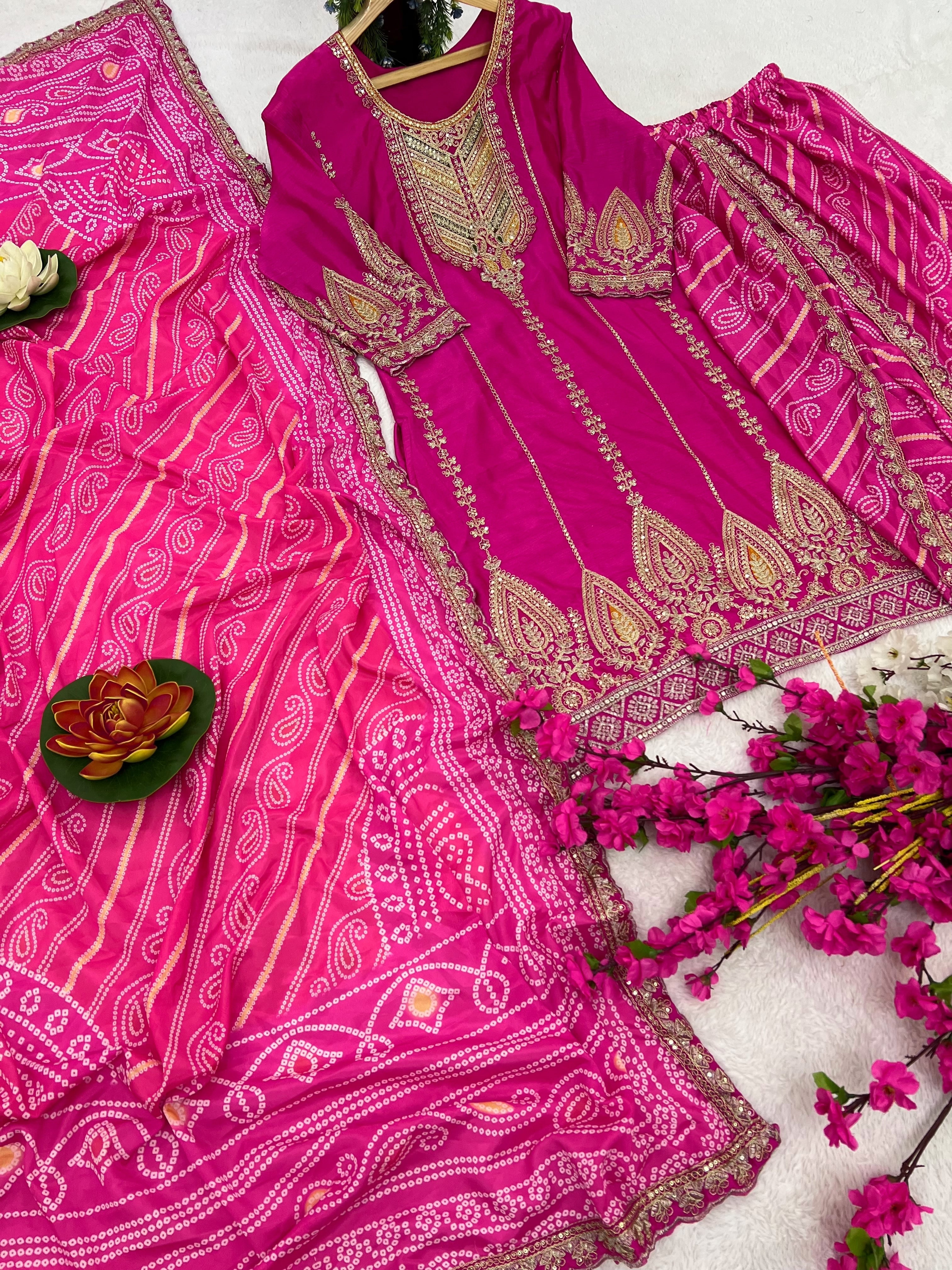 Party Wear Designer Suit Set With Embroidery Work